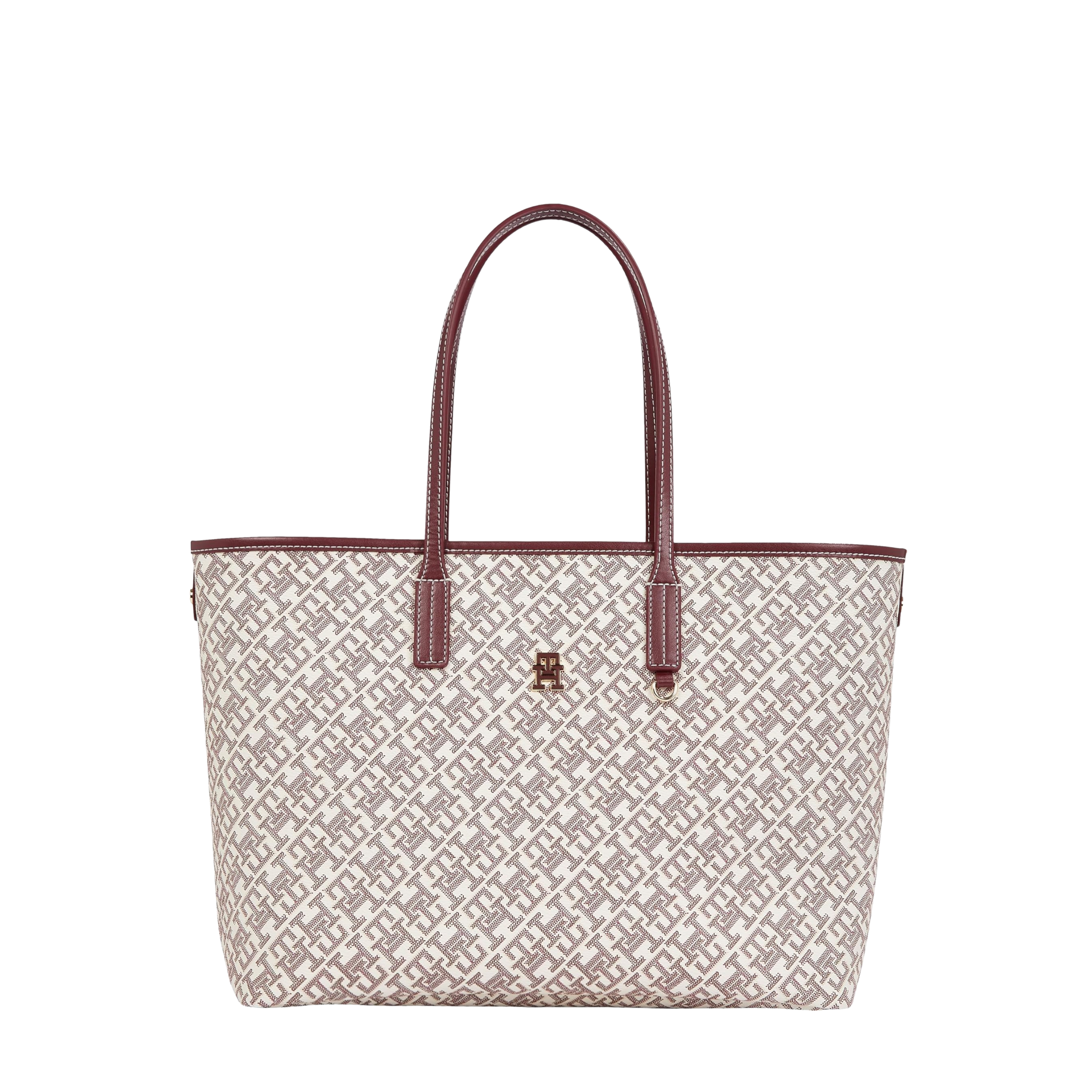 Tommy Hilfiger Women Monogram Leather Tote - Oxblood