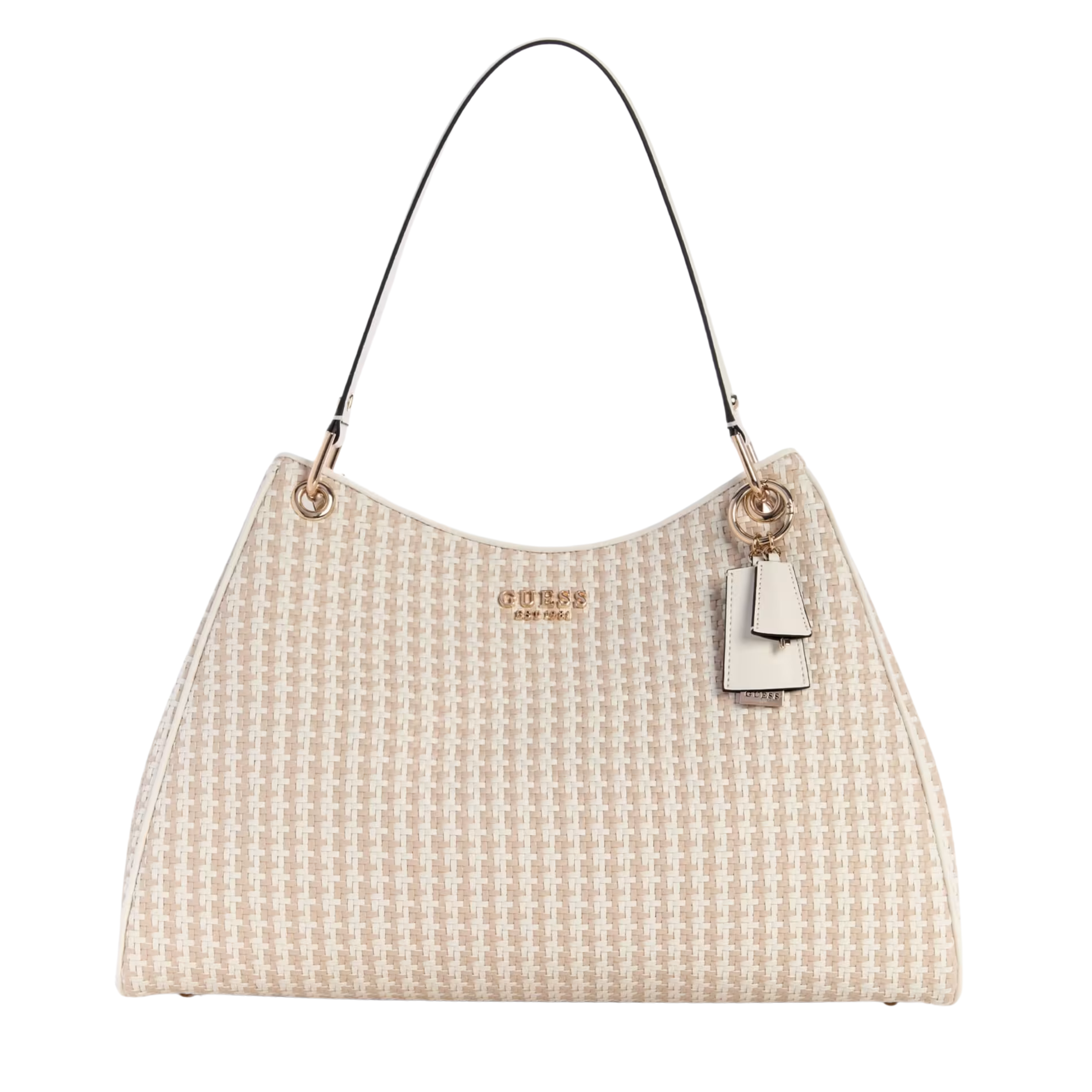 Guess Women Mirema Woven Girlfriend Carryall - White Patent