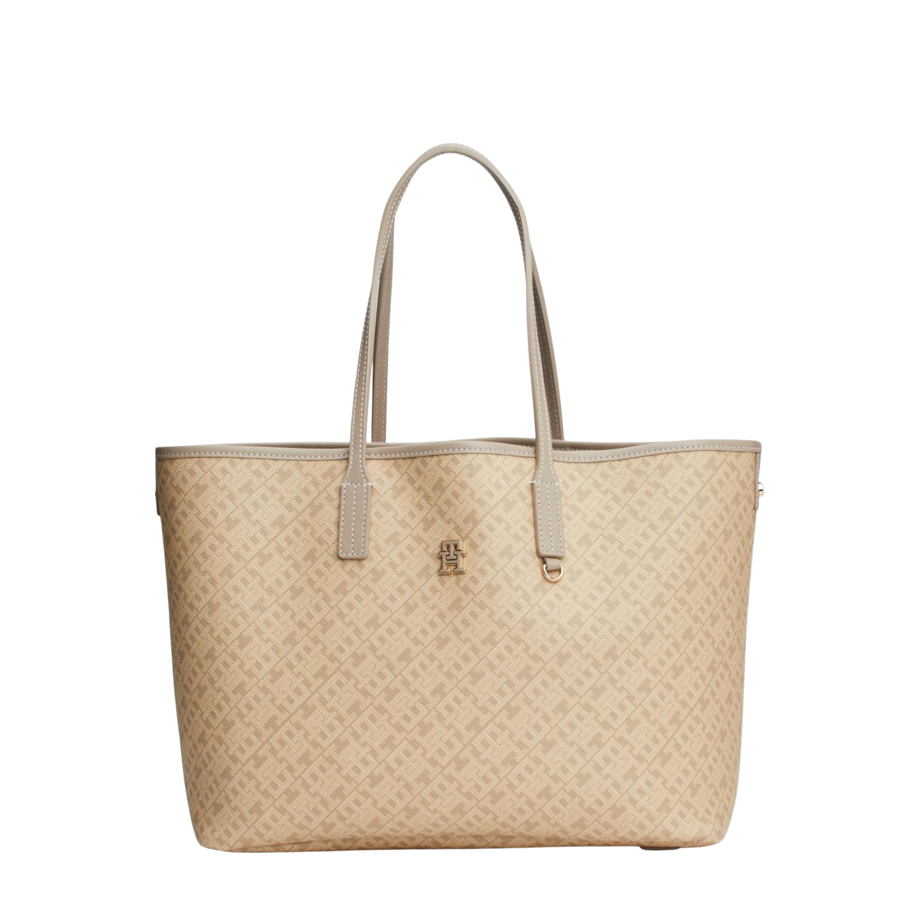 Tommy Hilfiger Women Monogram Leather Tote - Beige