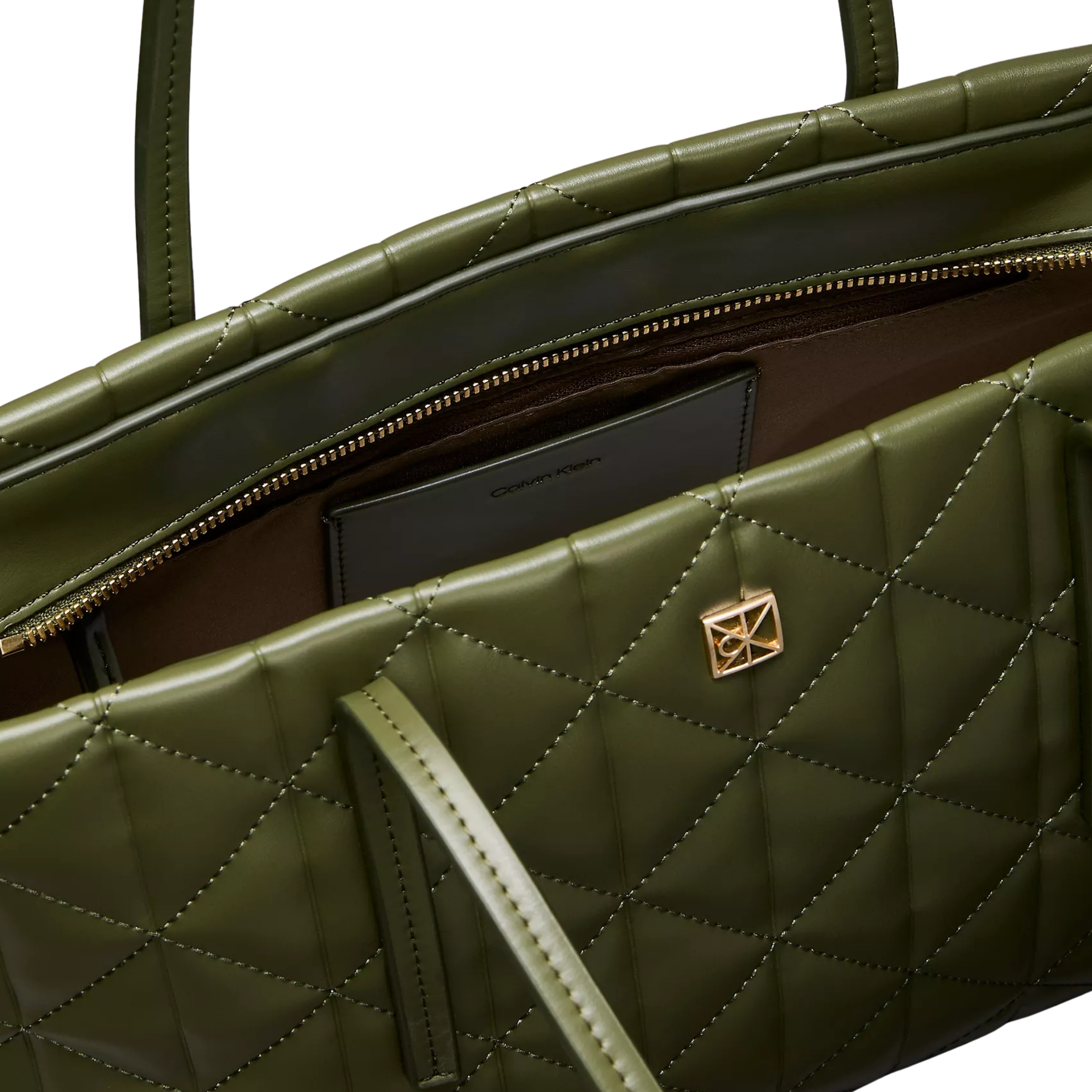 Calvin Klein Women Quilted Emblem Logo Small Tote Bag - Cypress