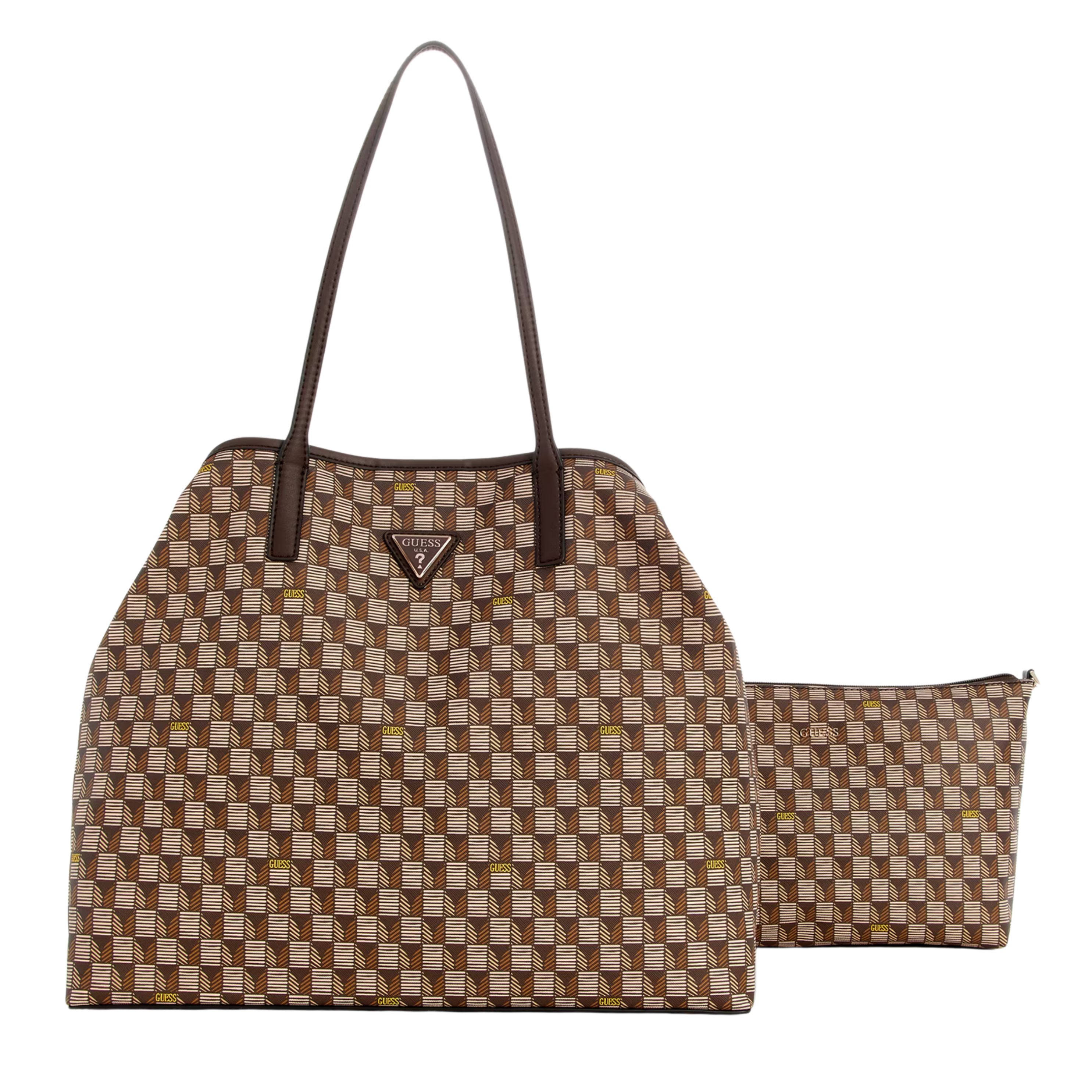 Guess Women G Wave Large Tote Set - Brown Multi
