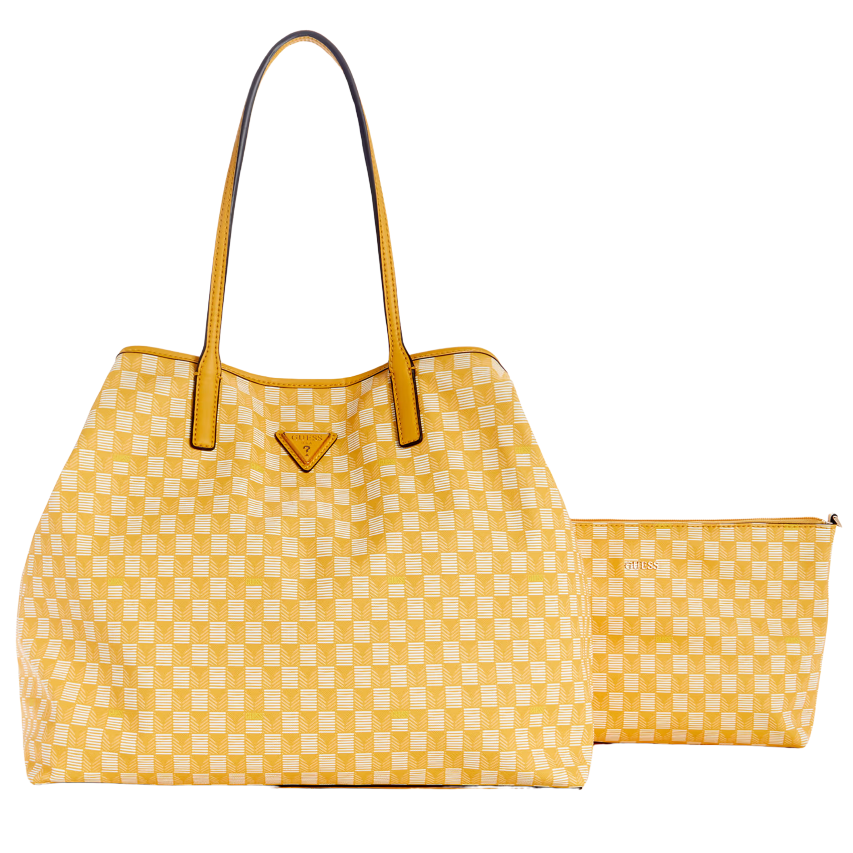 Guess Women G Wave Large Tote Set - Yellow Logo