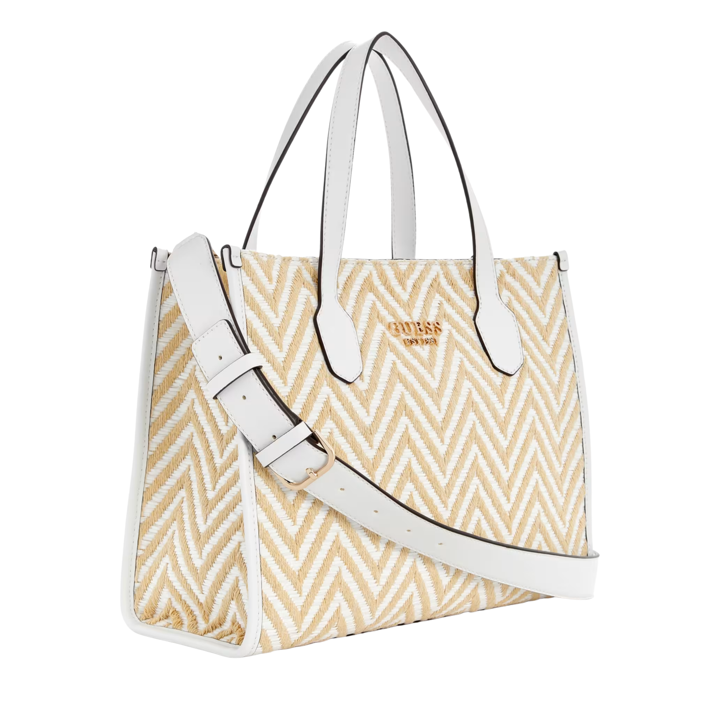 Guess Women Silvana Chevron Tote - White Multi