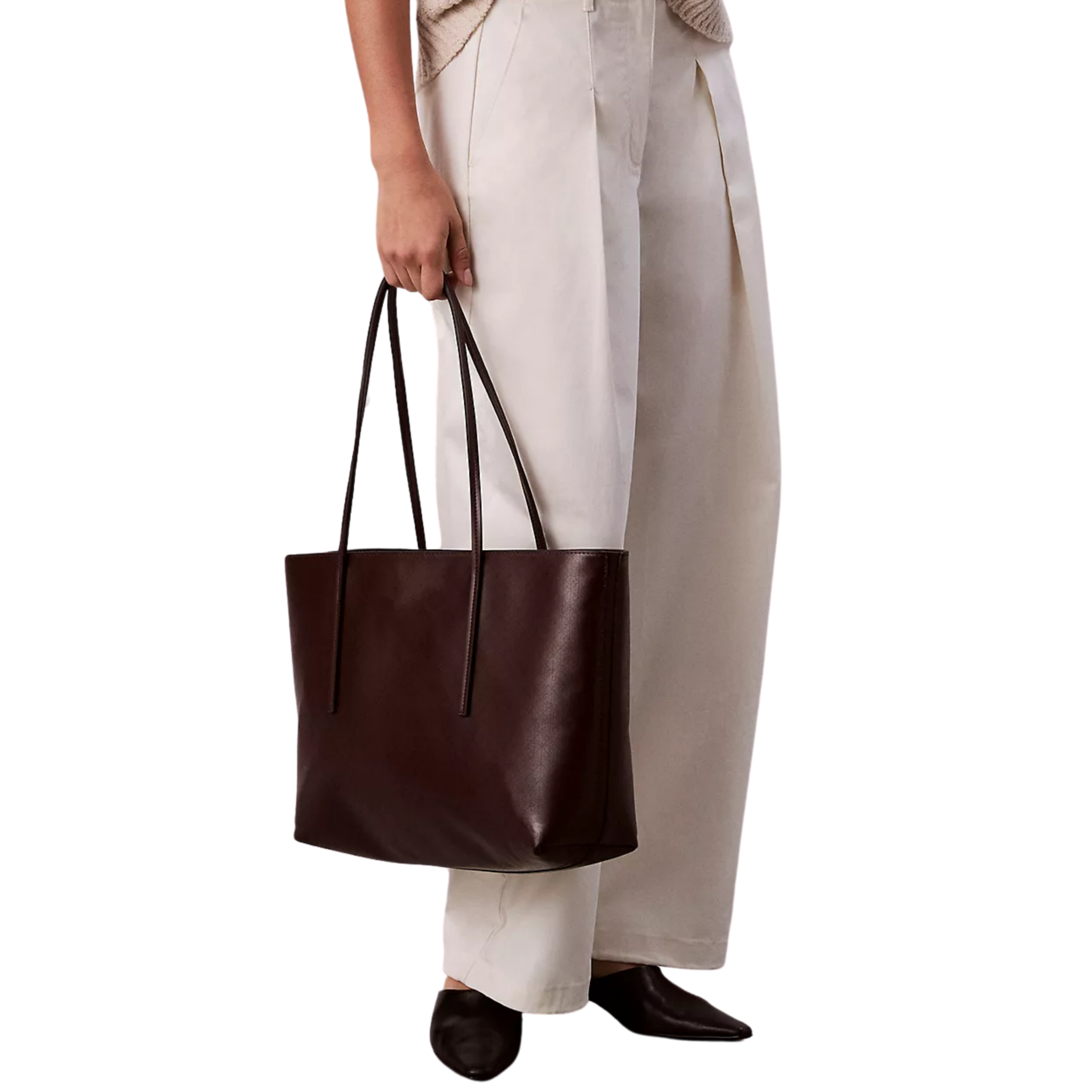 Calvin Klein Women Allover Emblem Logo Tote Bag With Pouch - Fudge Aop