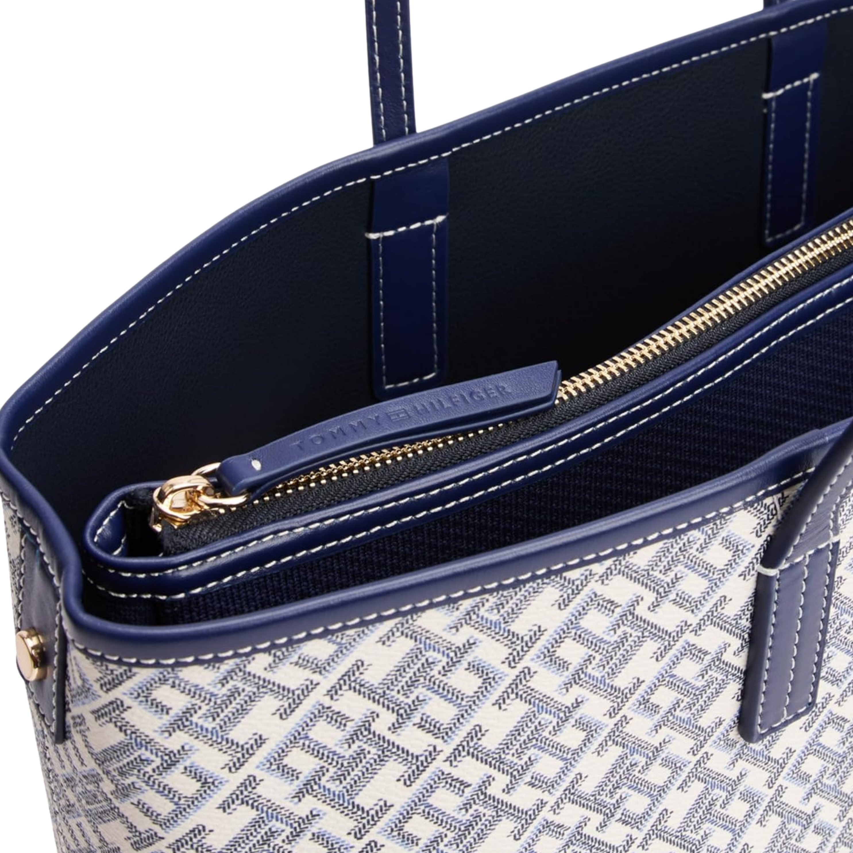 Tommy Hilfiger Women Monogram Leather Tote - Light Space Blue