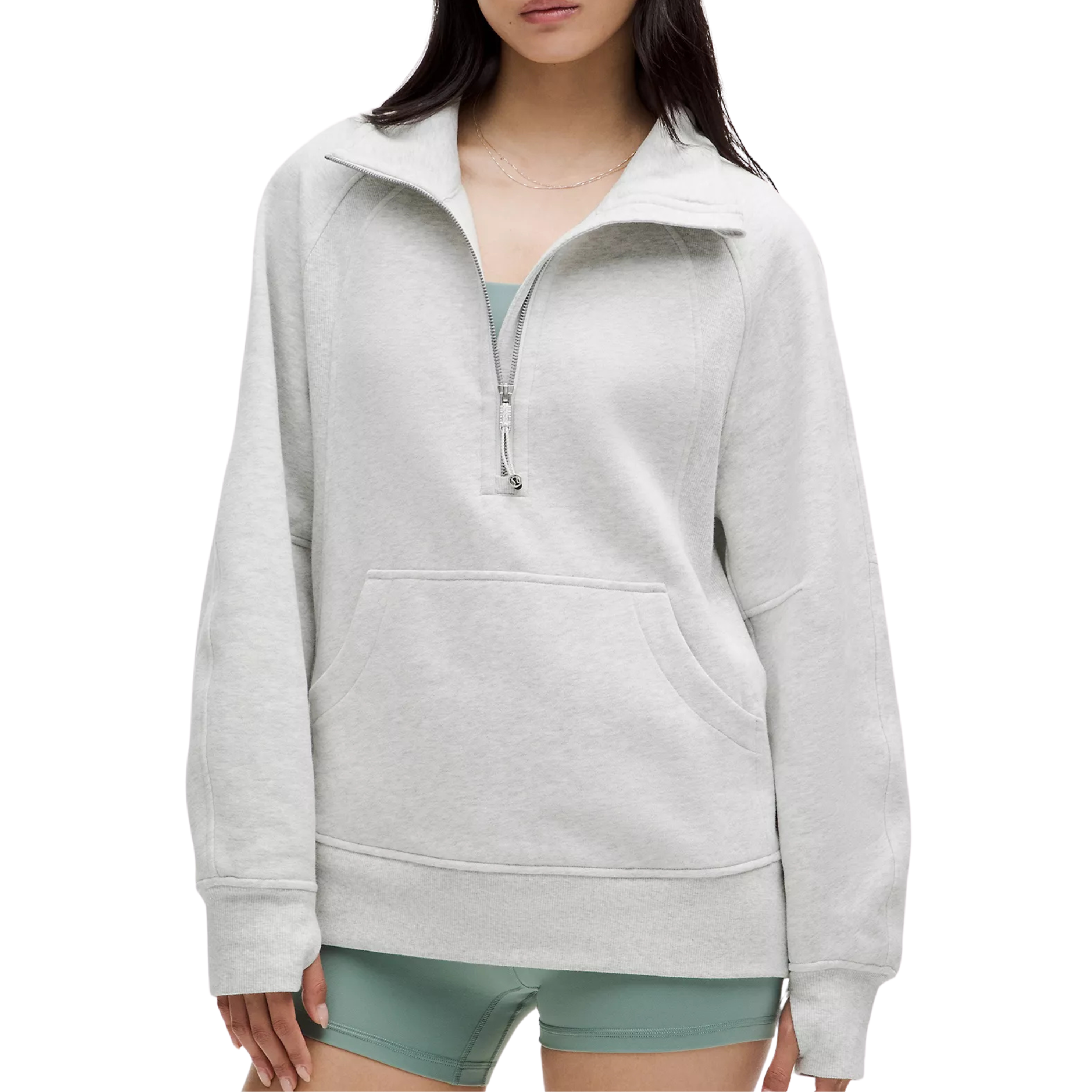 Lululemon Scuba Oversized Funnel-Neck Half Zip Long - Ultra Light Grey