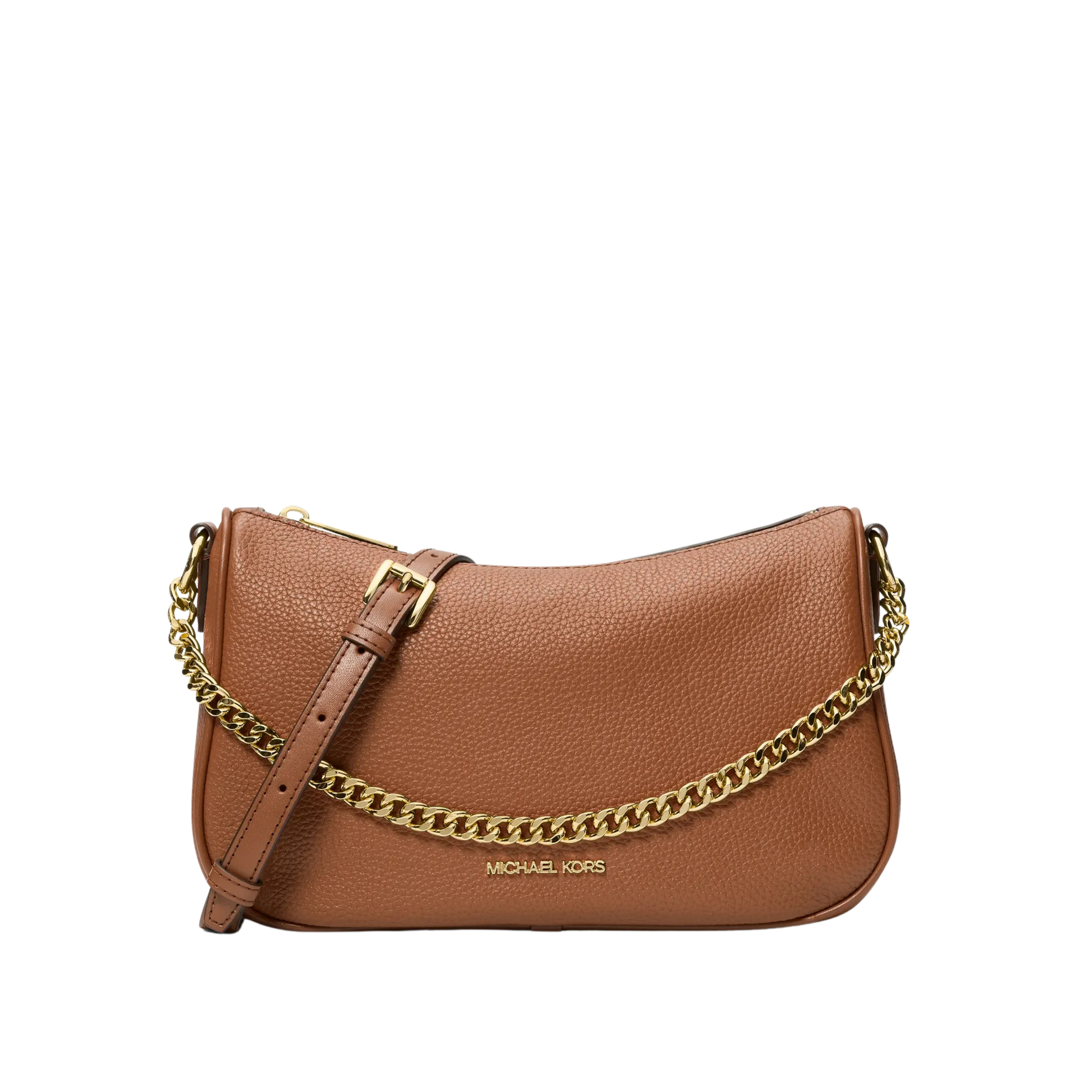 Michael Kors Women Carmela Medium Pebbled Leather Convertible Crossbody Bag - Luggage