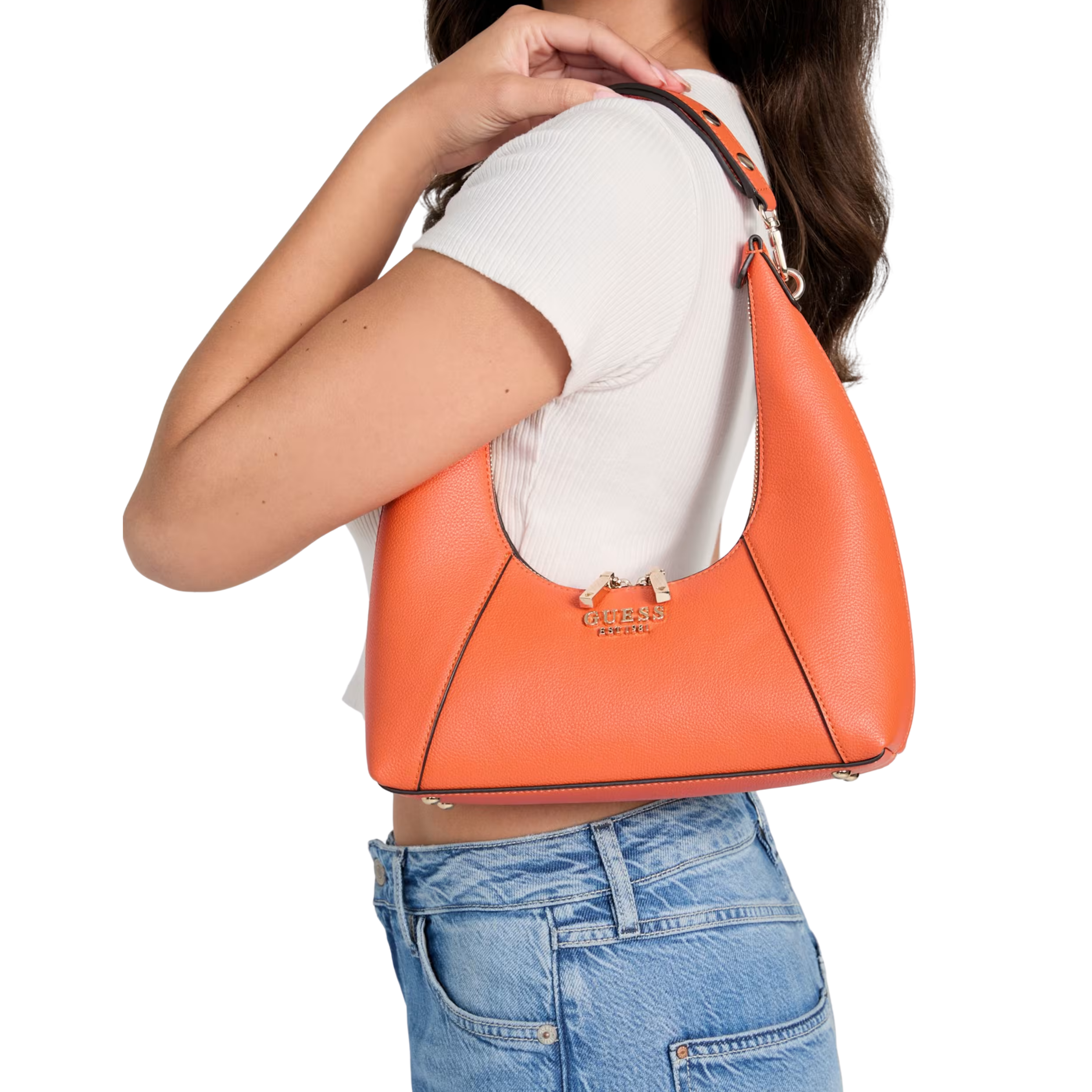 Guess Women Calista Top Zip Shoulder Bag - Orange