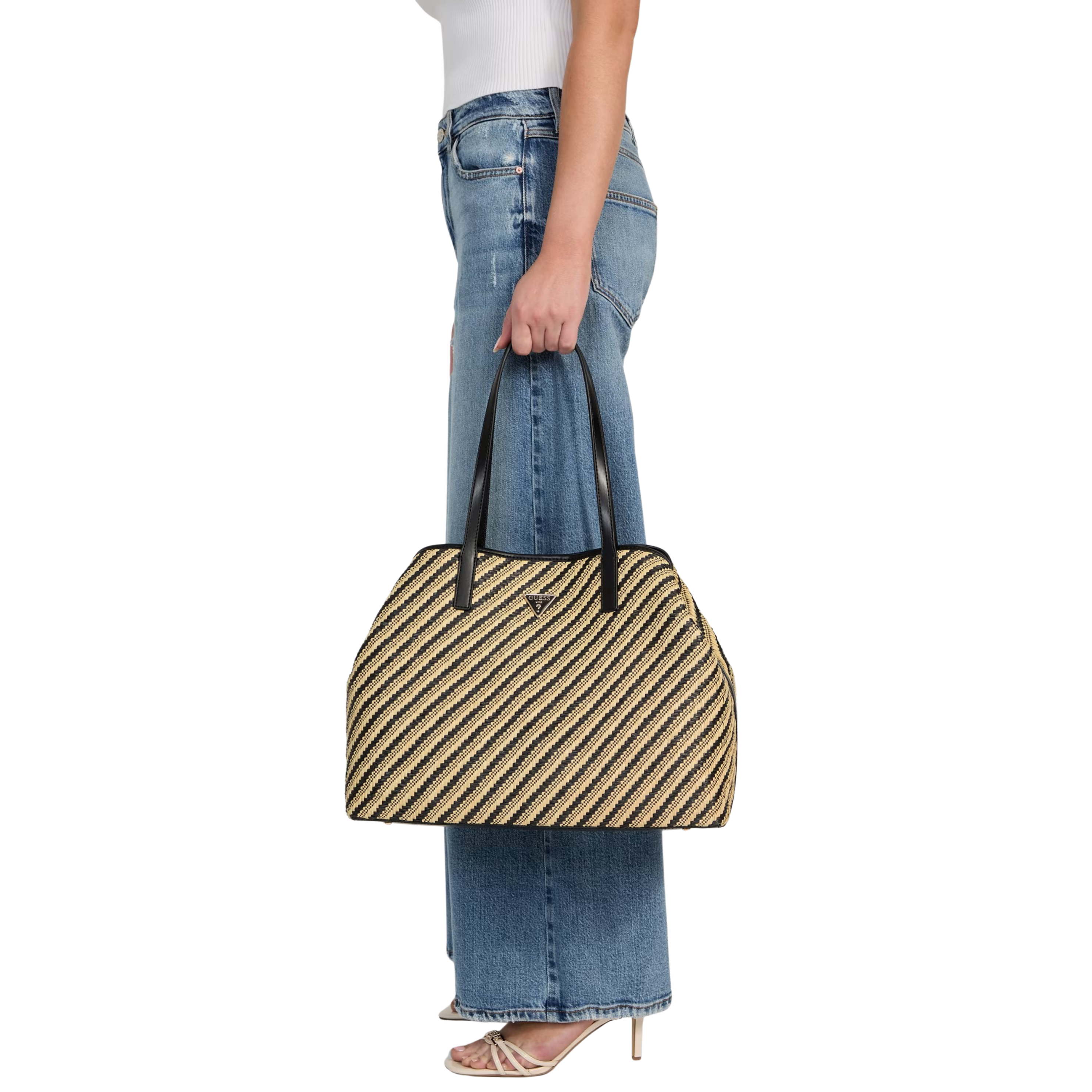 Guess Women Vikky Woven Straw Tote Set - Night Blue