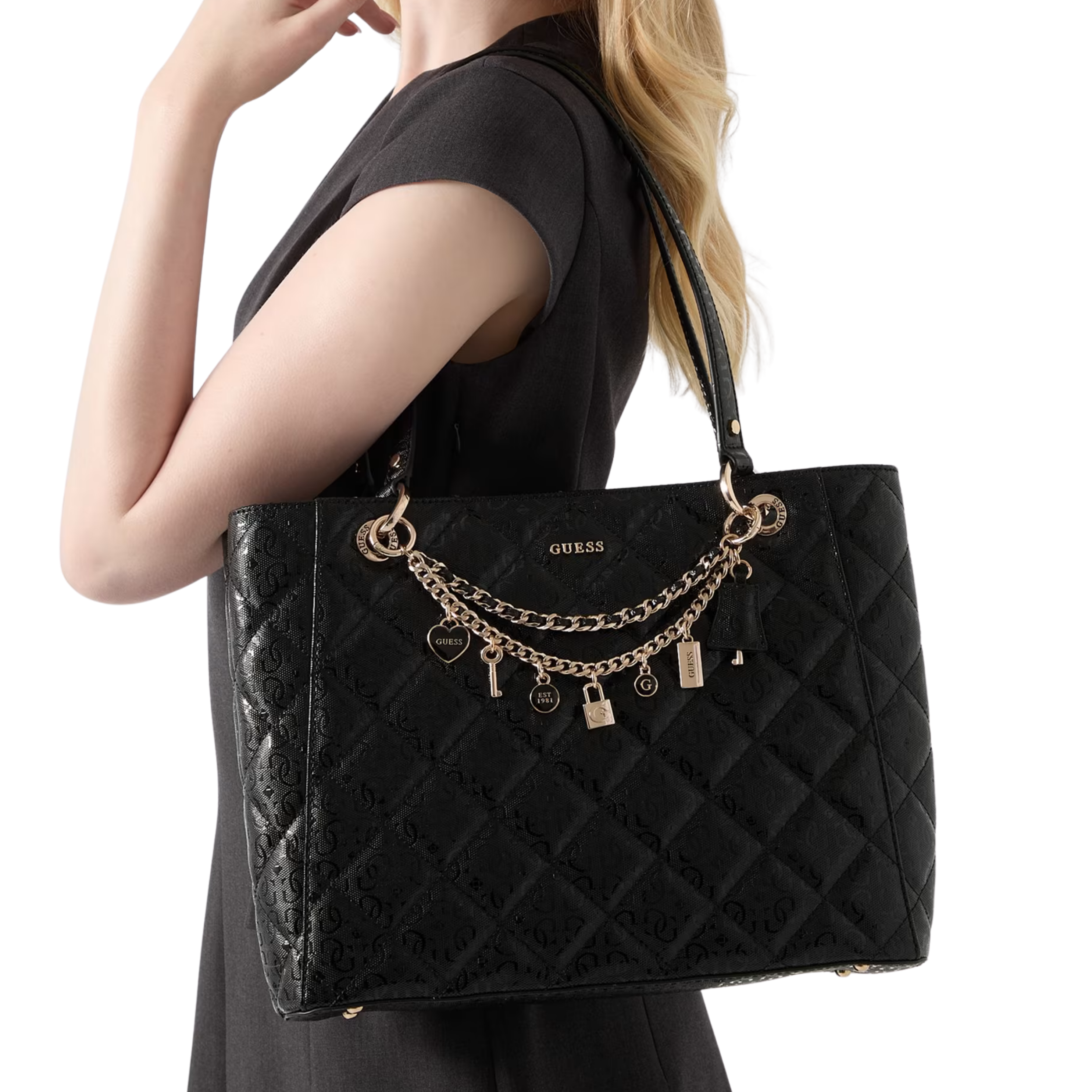 Guess Women Libby Quilted Shopper - Black