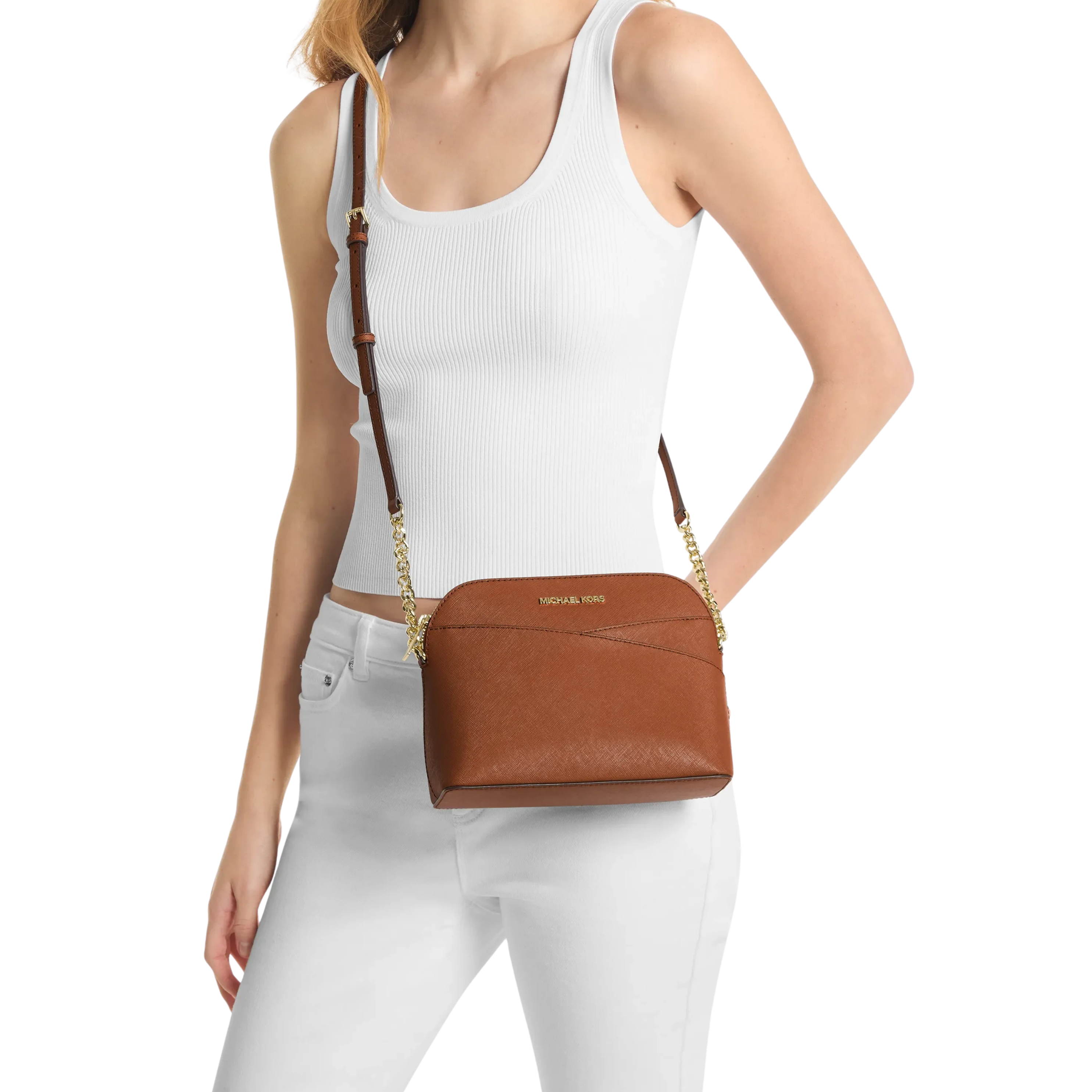 Michael Kors Women Jet Set Travel Medium Dome Crossbody Bag - Luggage