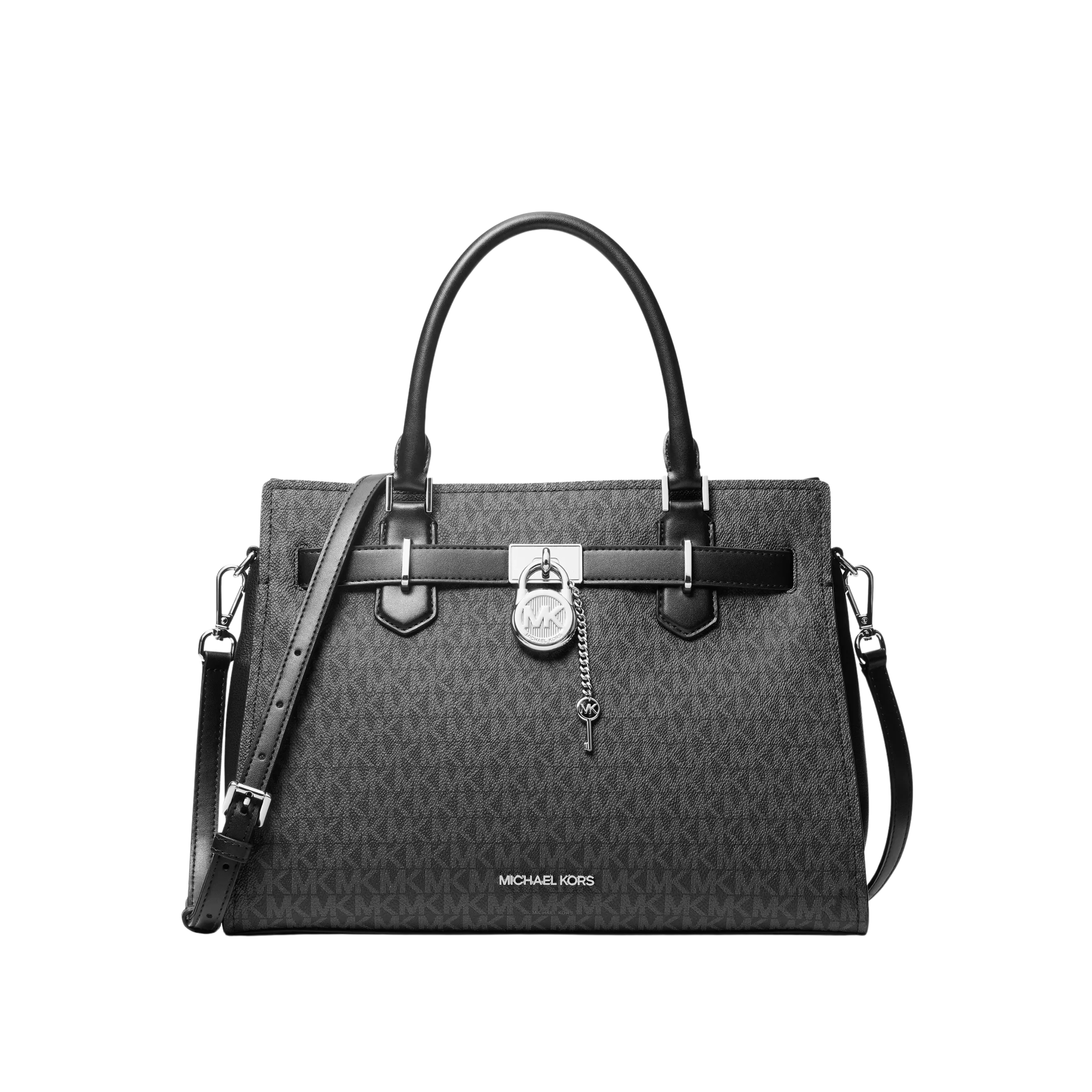Michael Kors Women Hamilton Medium Signature Logo Satchel - Black