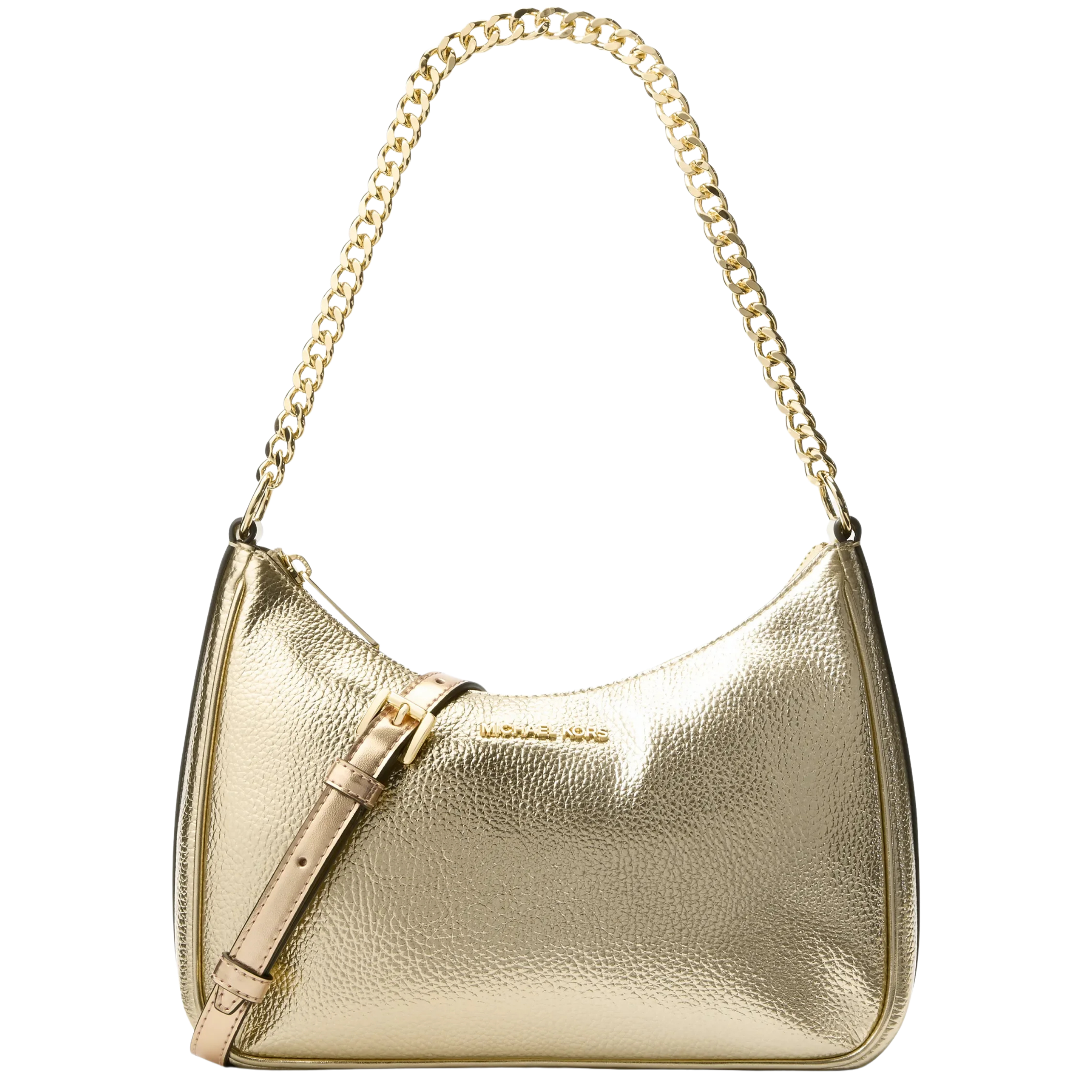 Michael Kors Women Jet Set Travel Large Metallic Convertible Crossbody Bag - Pale Gold
