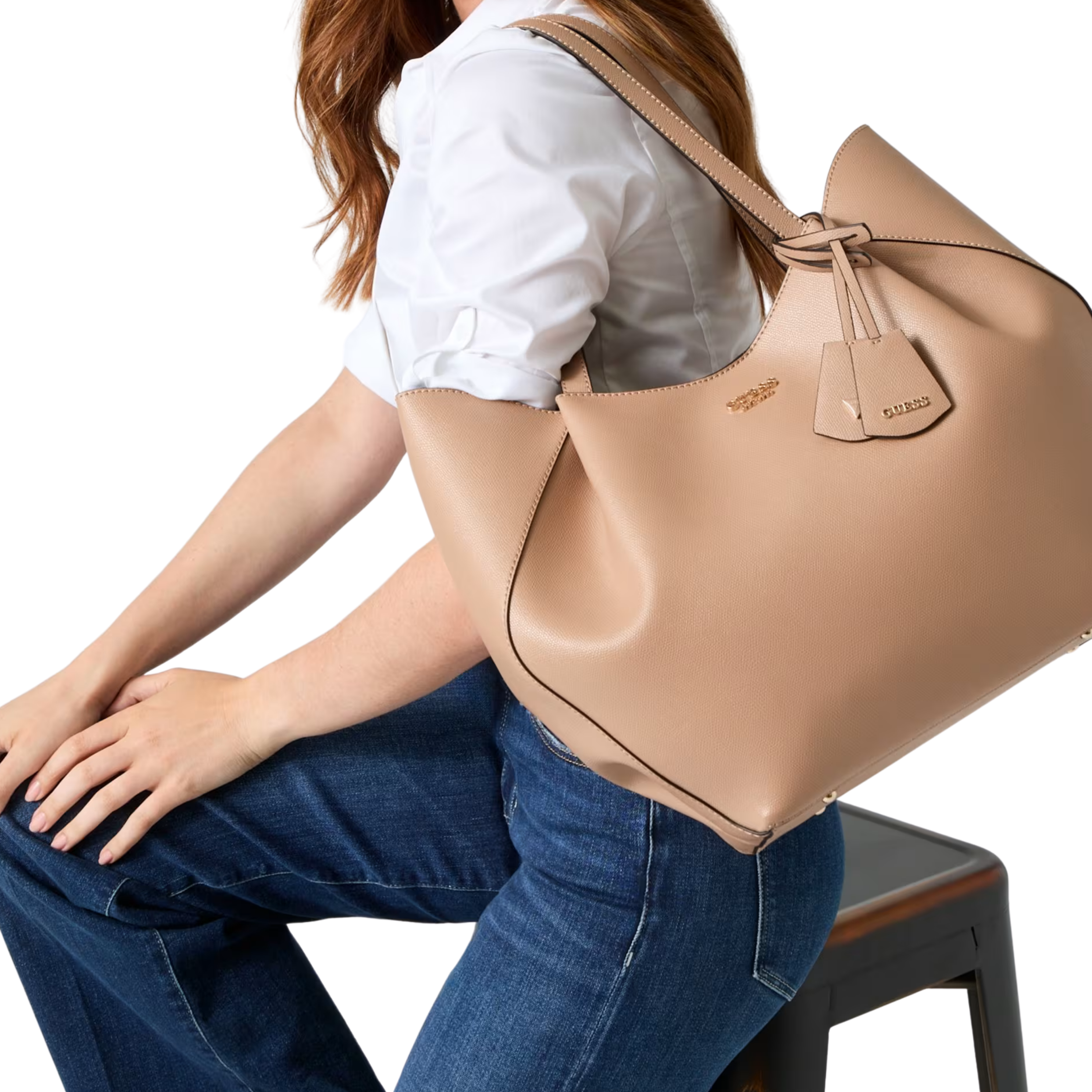 Guess Women Amorette Pochette Tote - Beige Overflow