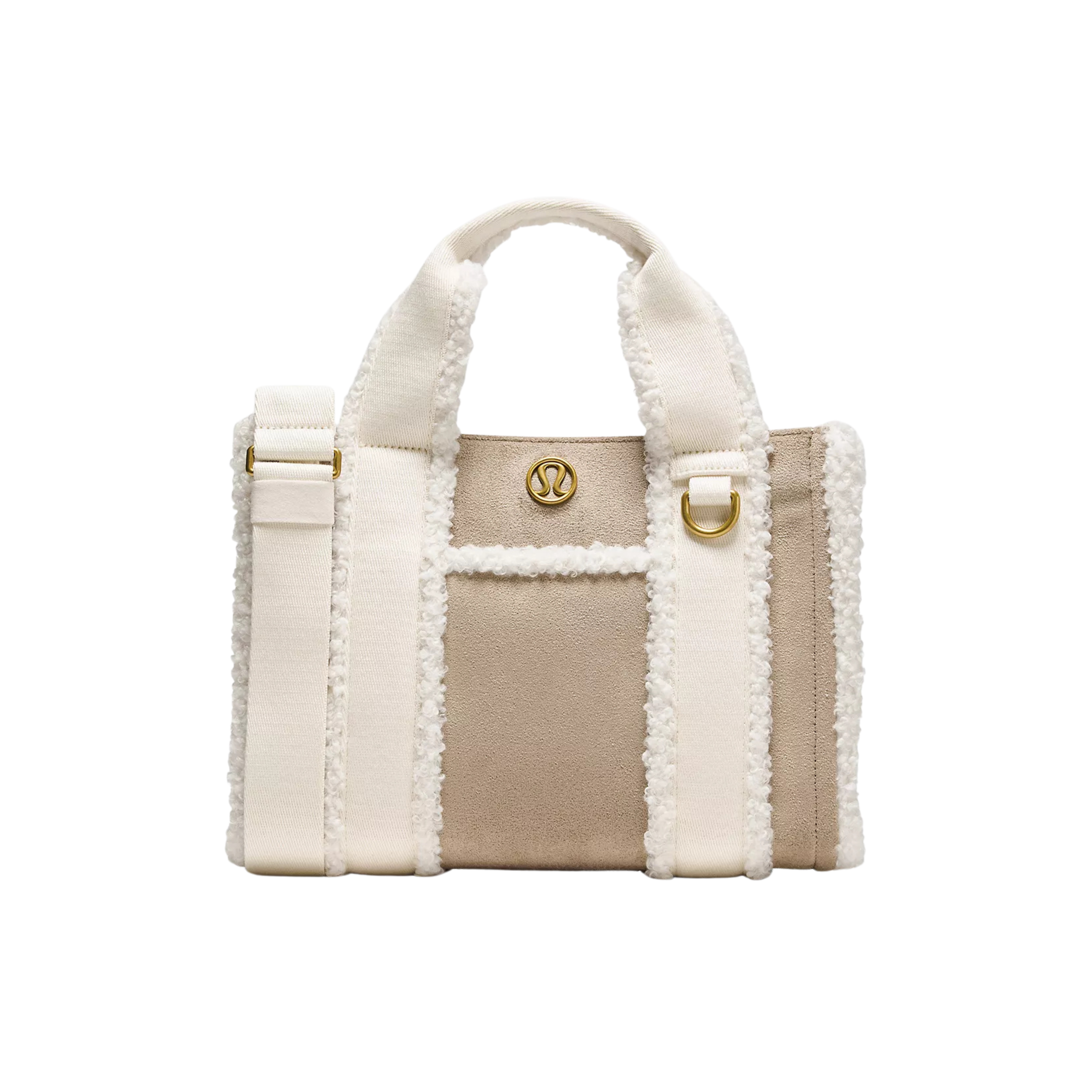 Lululemon Boxy Mini Tote Bag 4.5L Faux Shearling Trims - Sheer Oak Light Ivory
