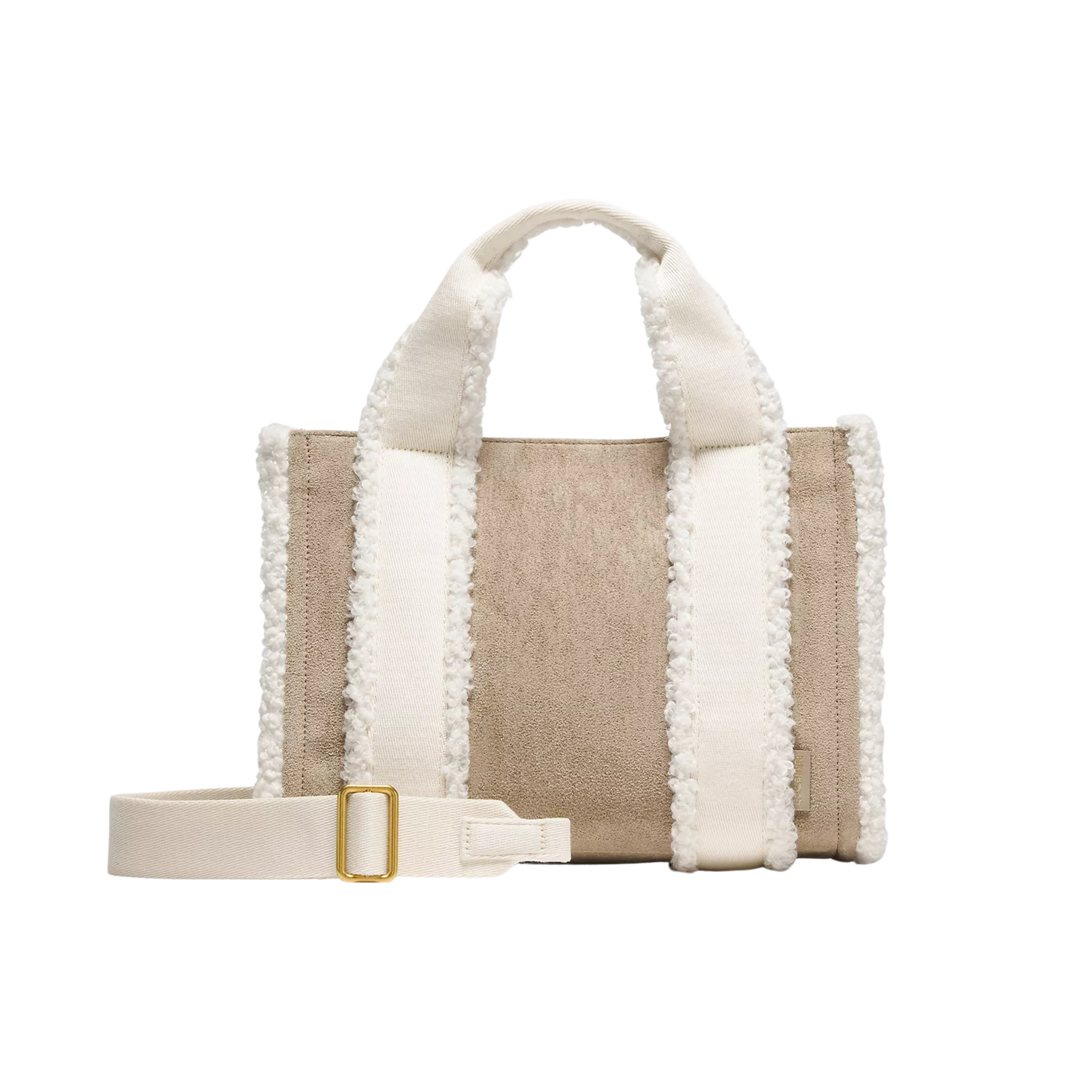 Lululemon Boxy Mini Tote Bag 4.5L Faux Shearling Trims - Sheer Oak Light Ivory