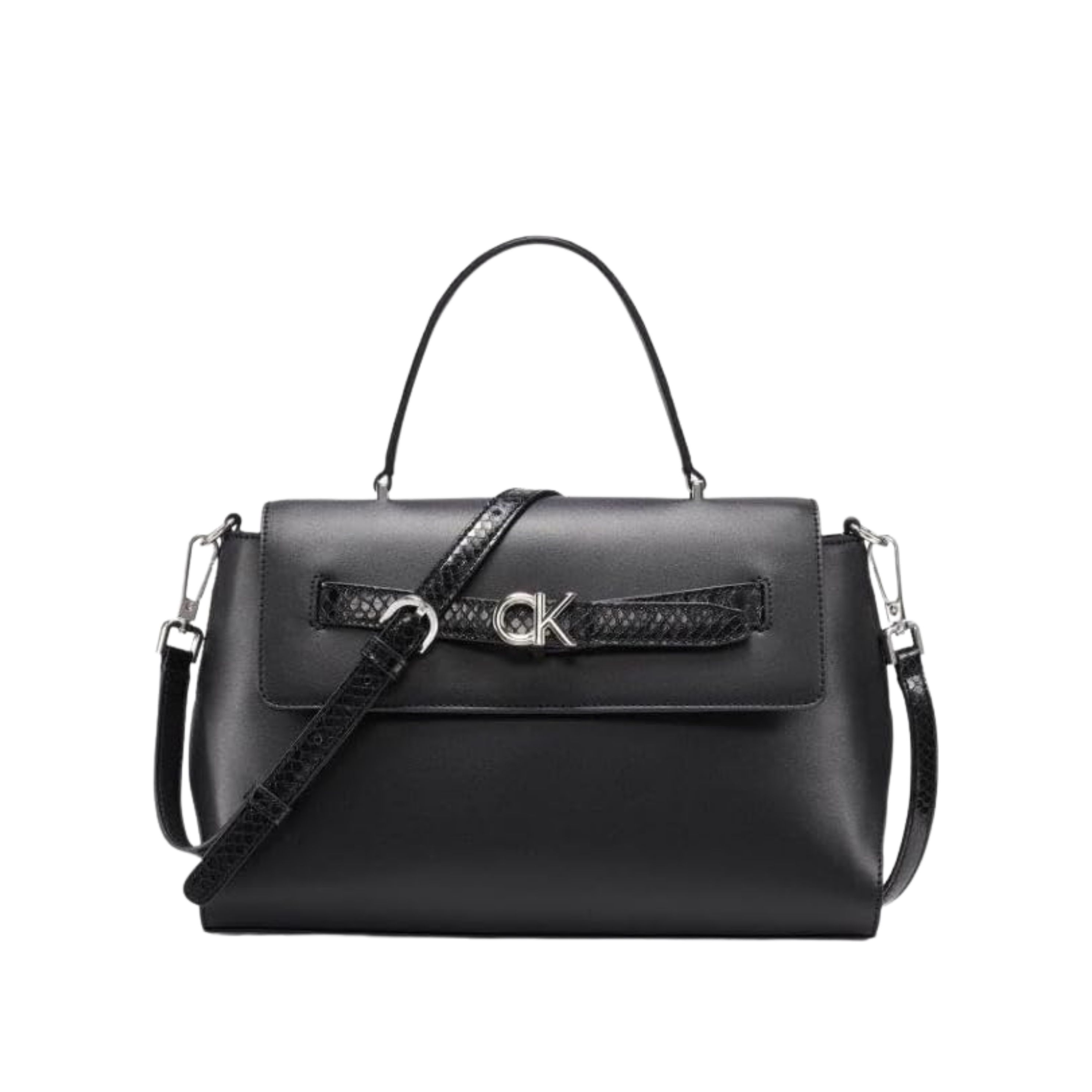 Calvin Klein Women Annalise Top Handle Satchel Bag - Black Silver