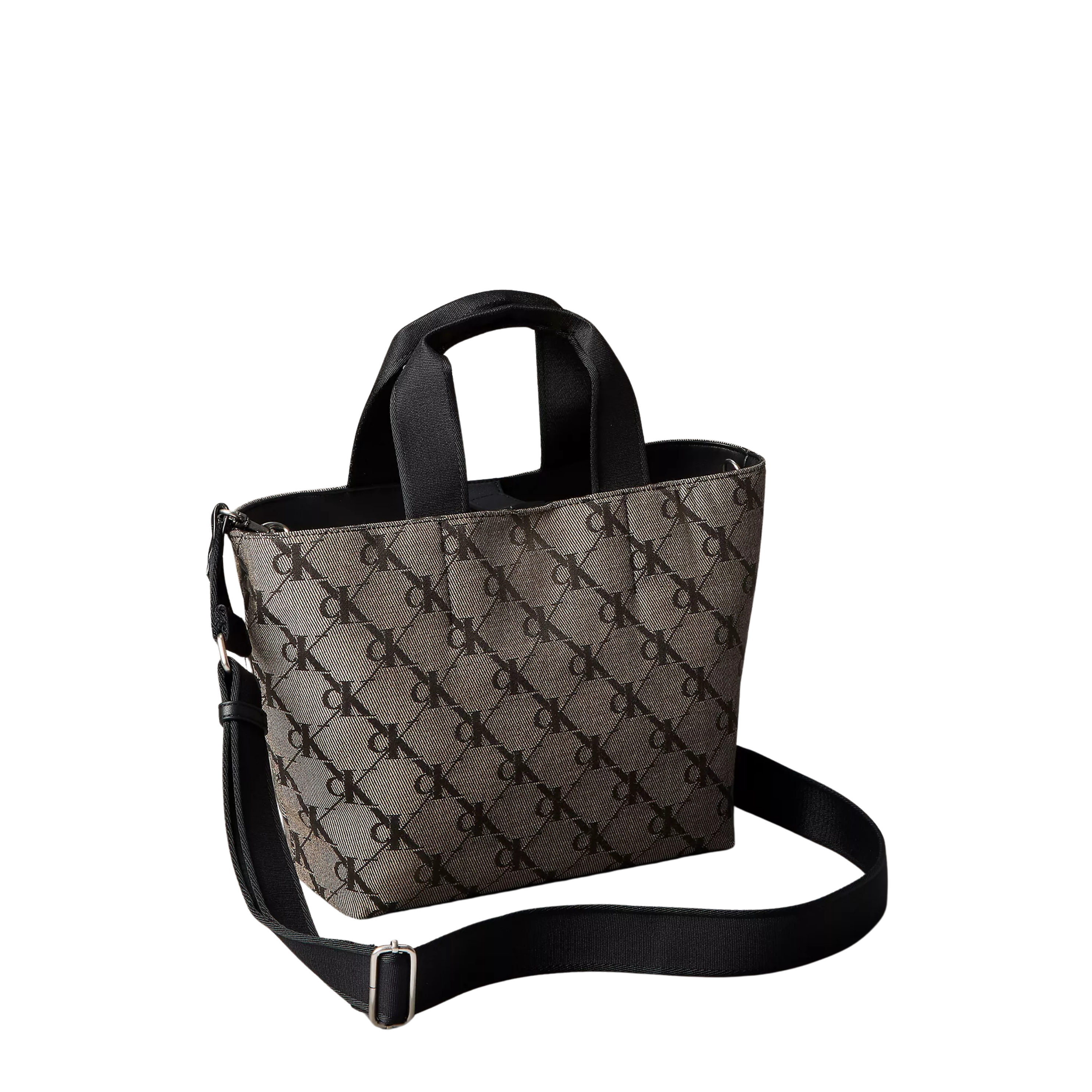 Calvin Klein Women Monogram Jacquard Tote Bag - Lotus Beige Black Aop
