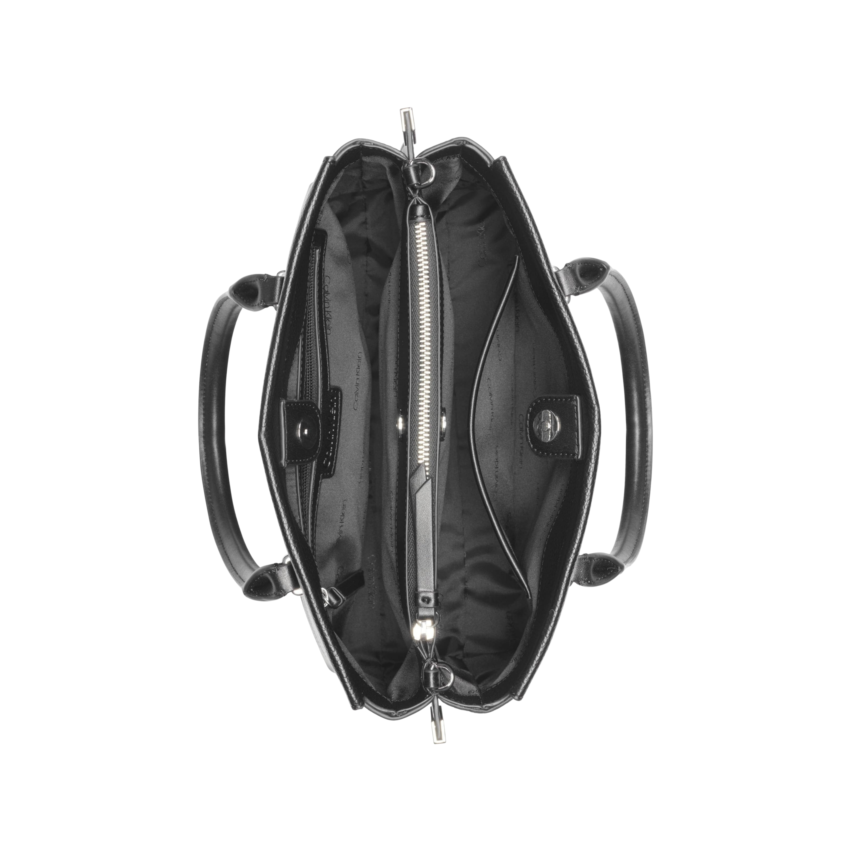 Calvin Klein Women Bianca Triple Compartment Satchel Bag - Black Silver