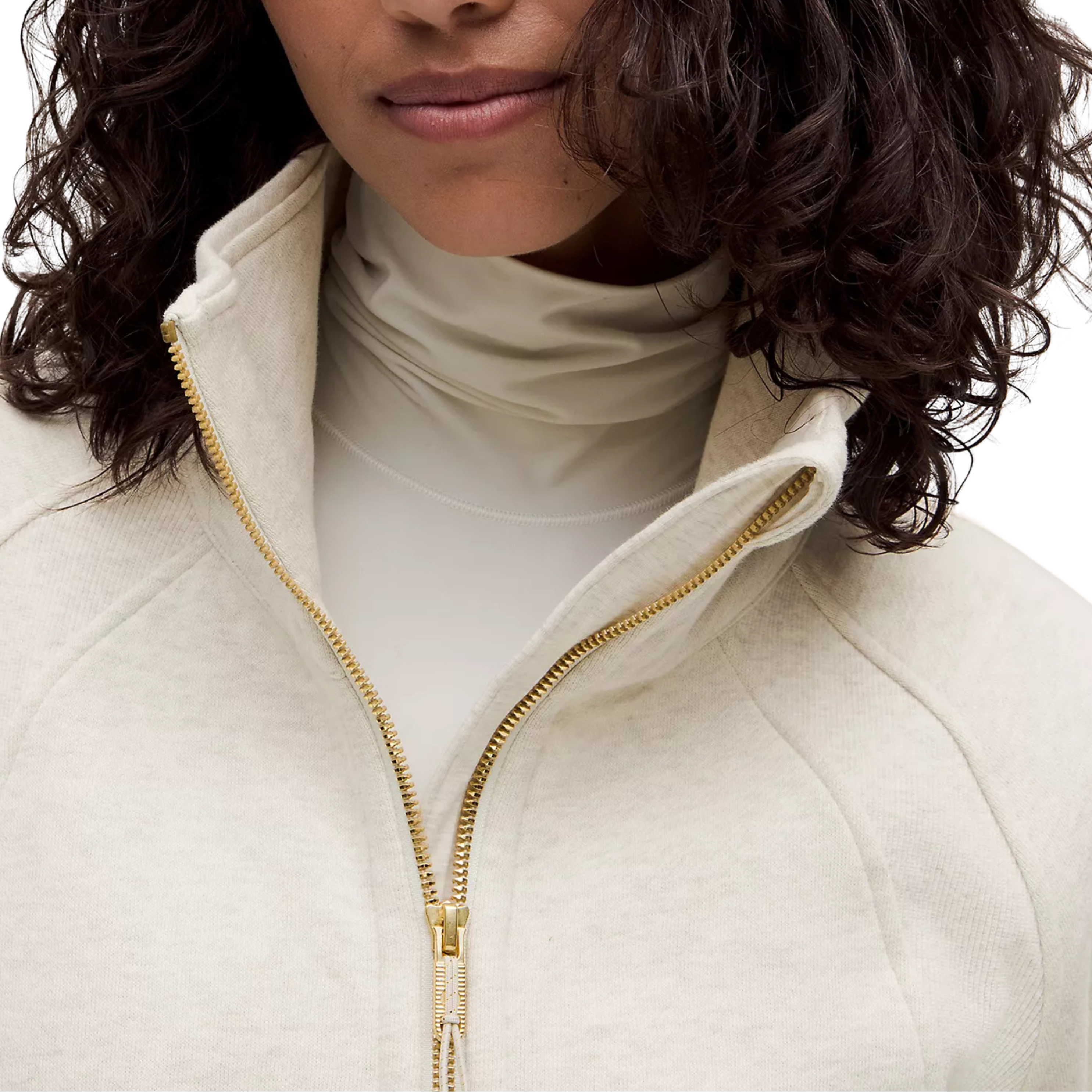 Lululemon Scuba Oversized Funnel-Neck Half Zip Long - Bone Gold