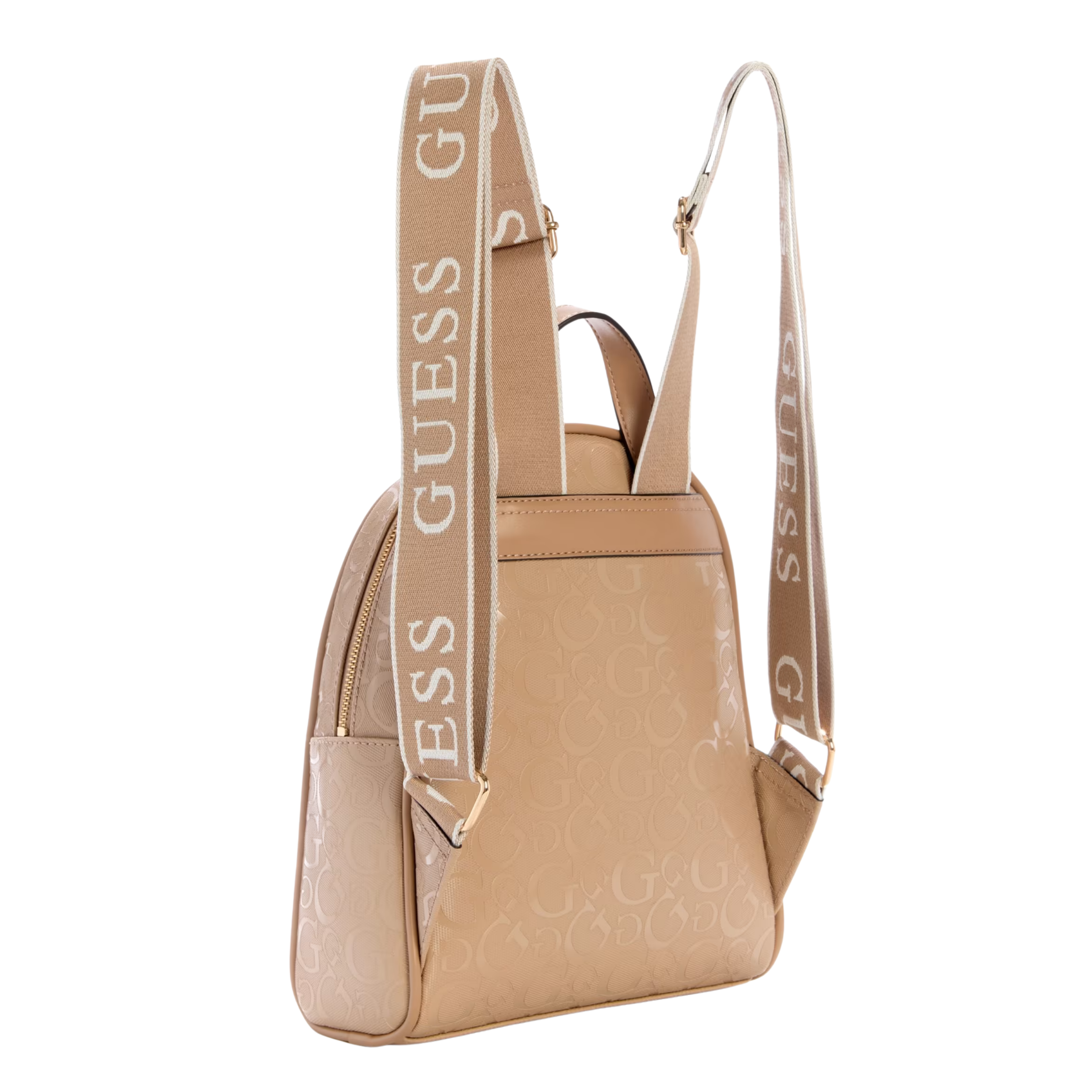 GUESS Women Millom Shiny Coated Logo Backpack - Brown