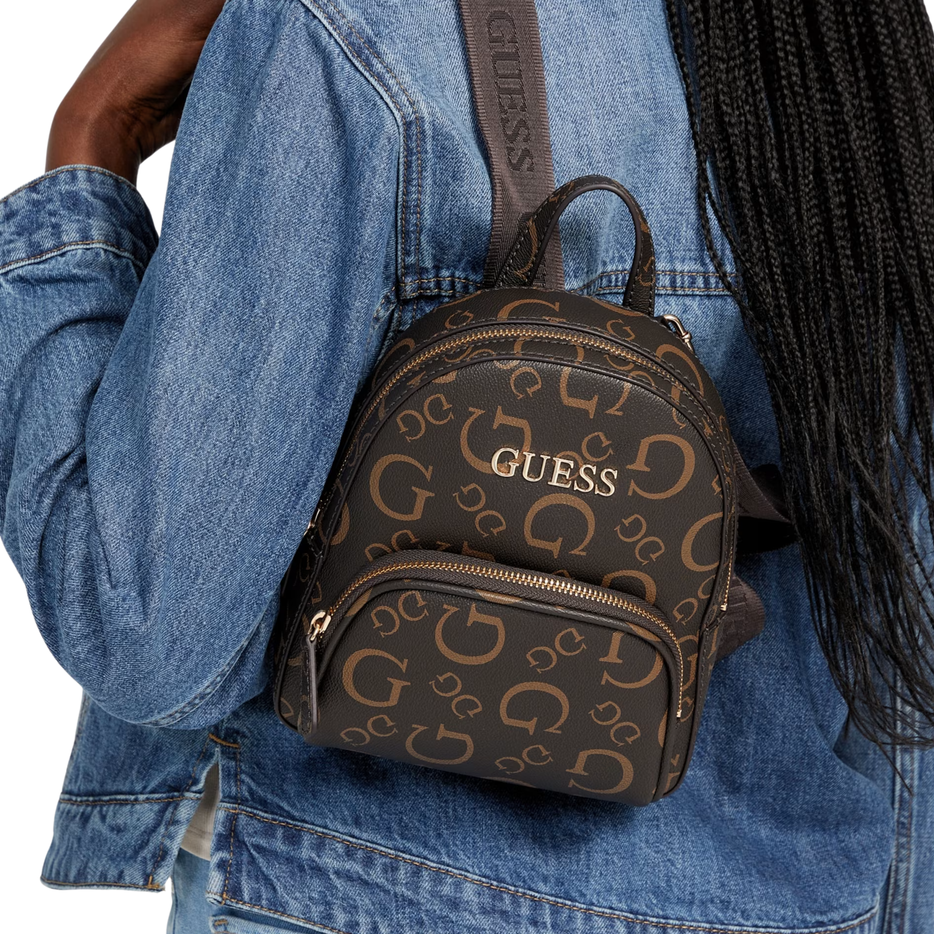 GUESS Women Eldoria Enlarged Logo Mini Backpack - Brown