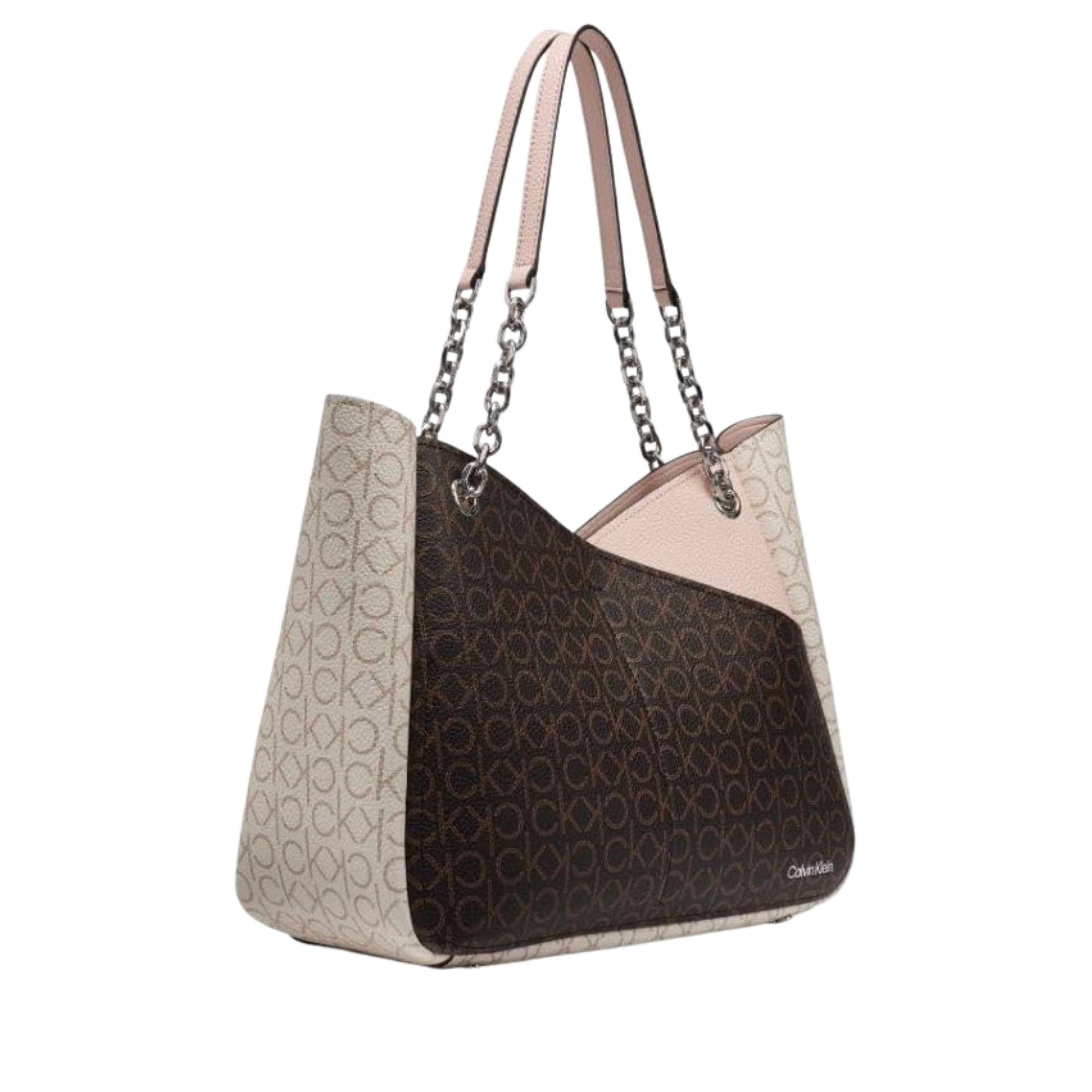 Calvin Klein Women Zoe Chain Tote Bag - Brown Khaki Petal Vanilla