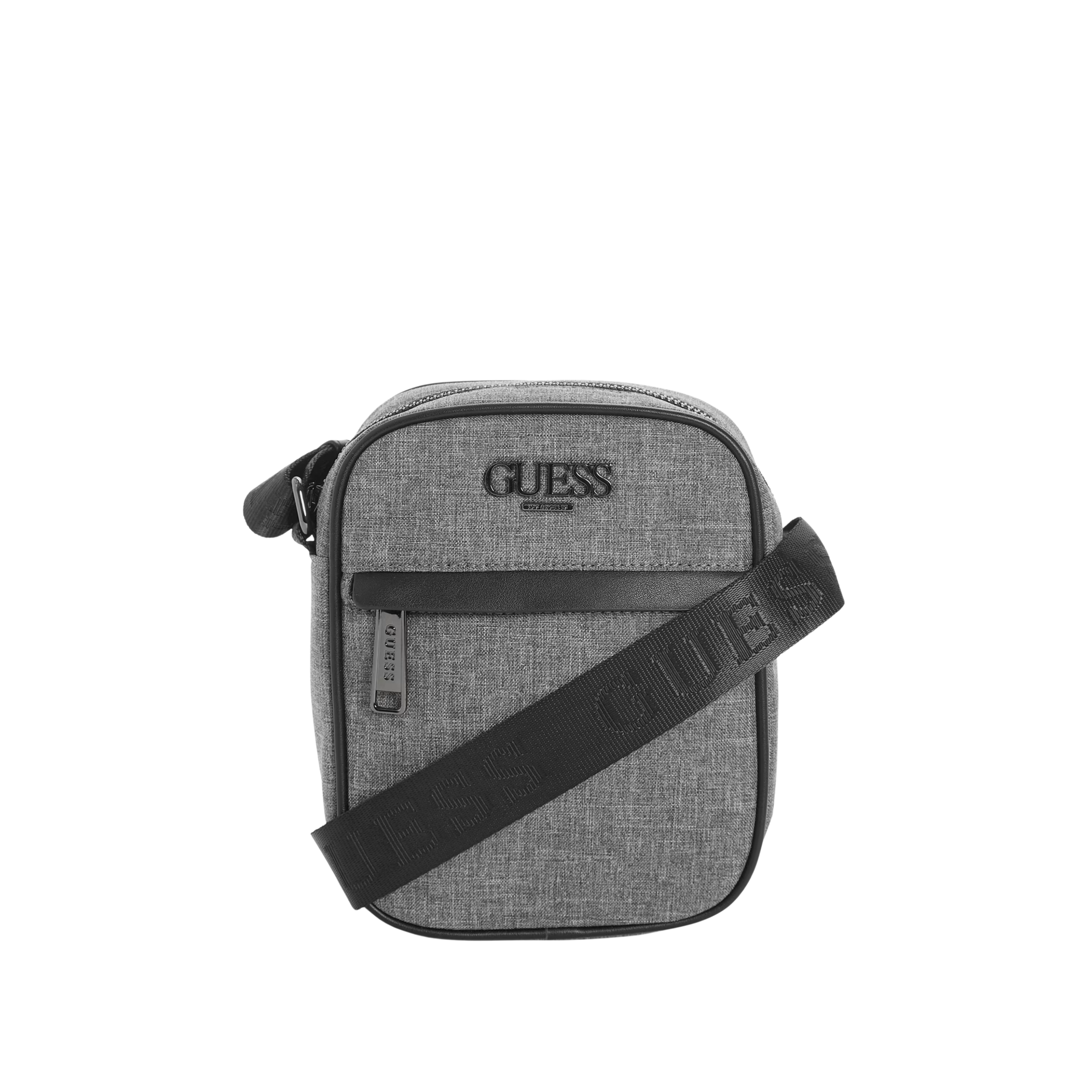 Guess Men Faux-Leather Trim Crossbody - Gray