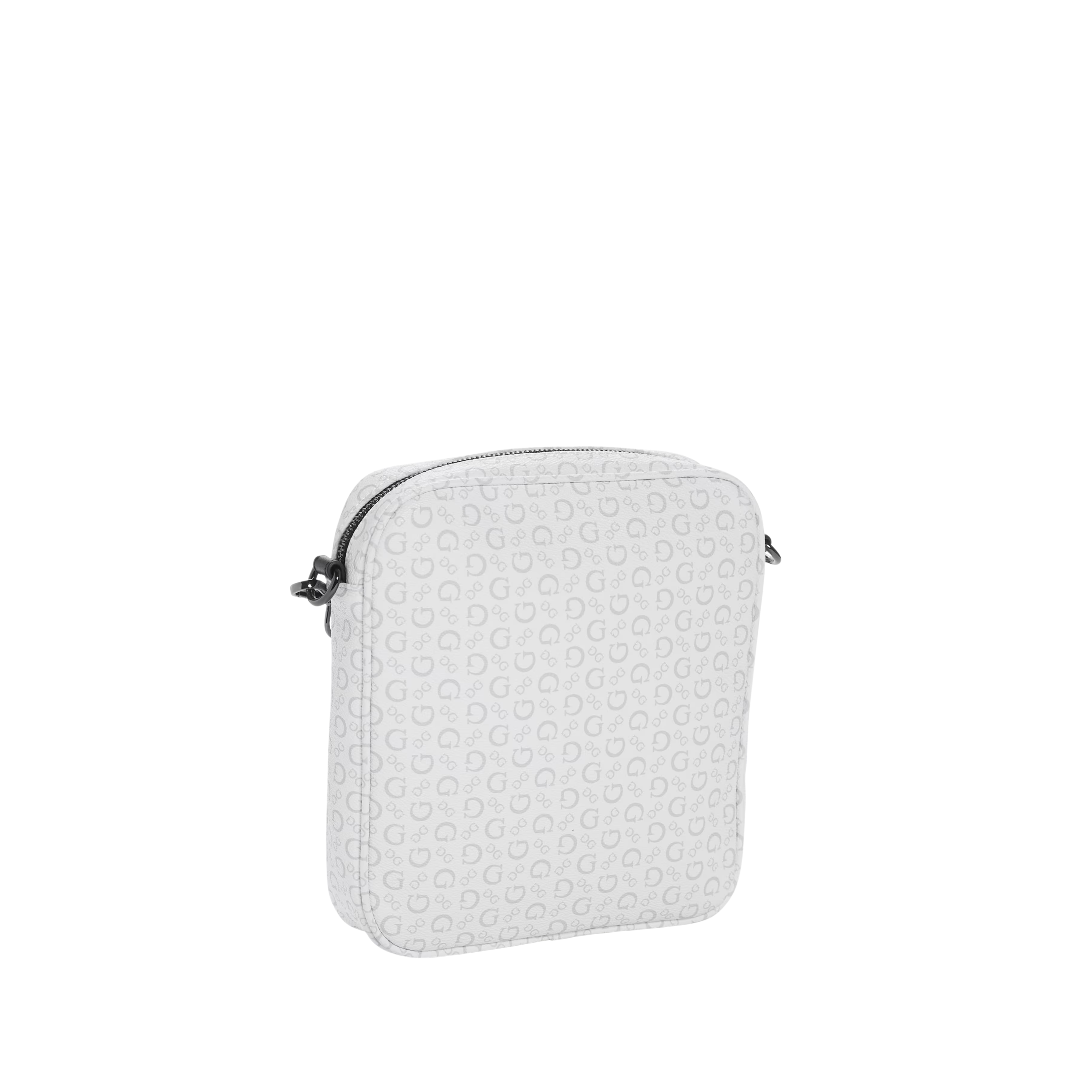 Guess Men Gio Logo Top-Zip Crossbody - White