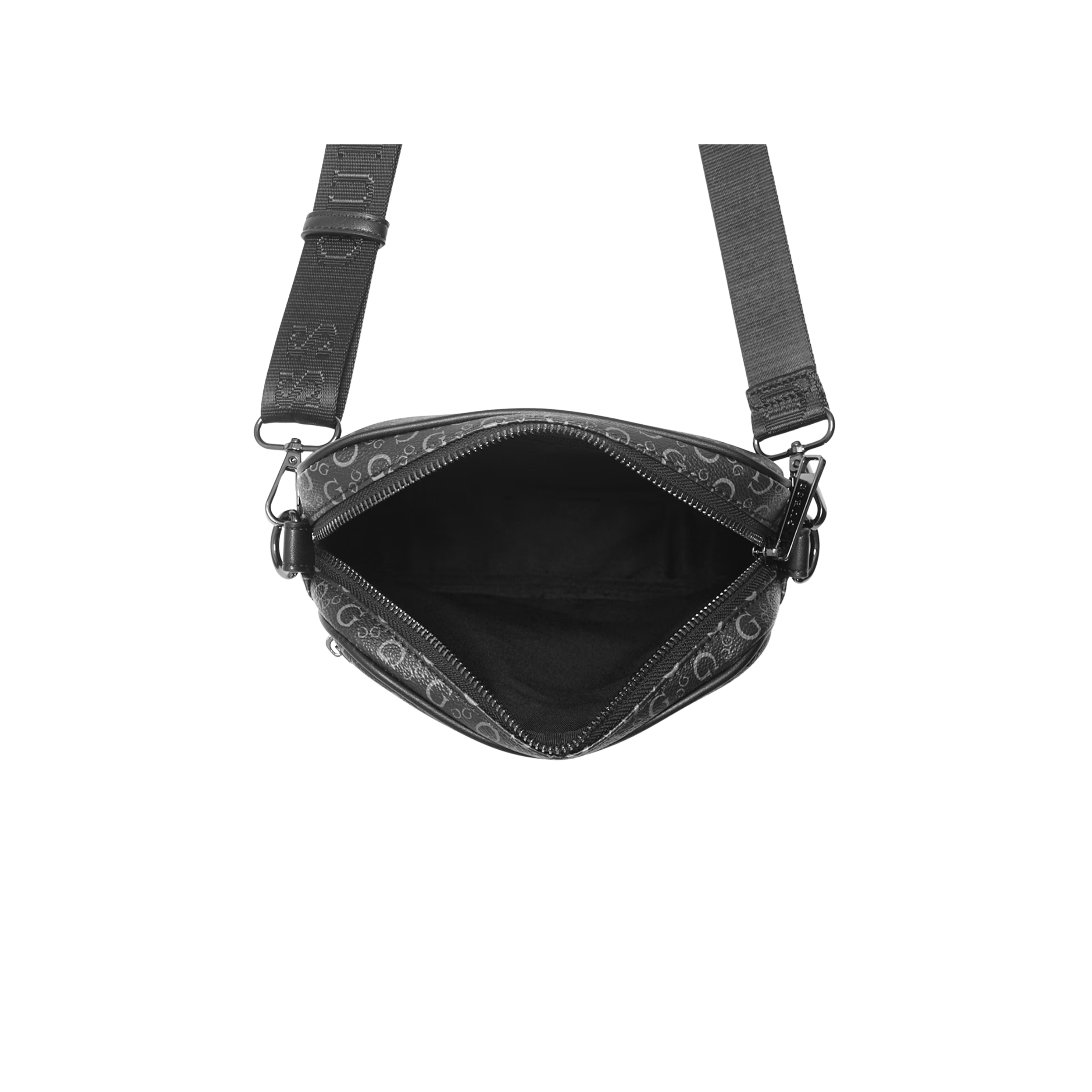 Guess Men Gio Logo Top-Zip Crossbody - Gray