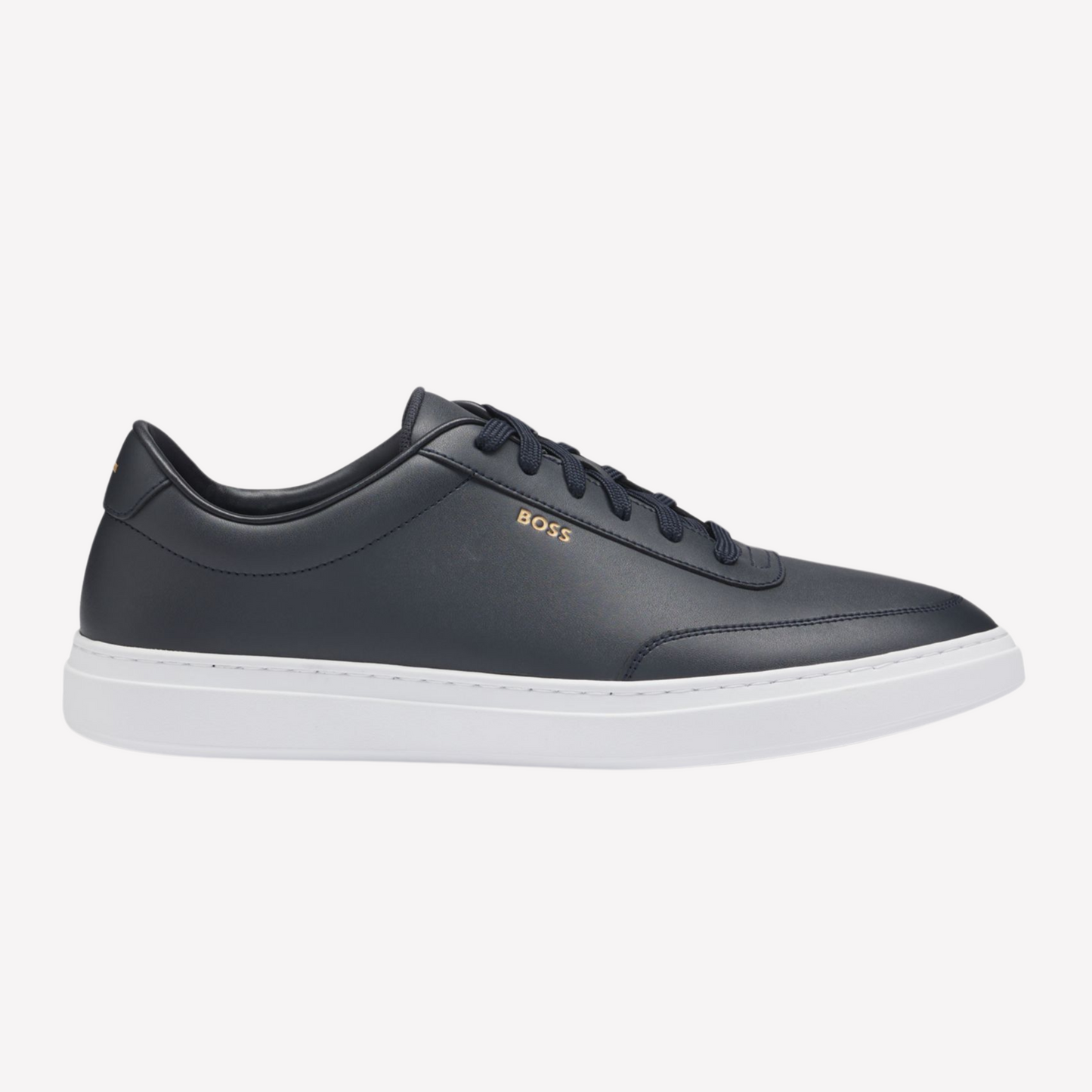 Hugo Boss Men Coated Leather Trainers - Dark Blue