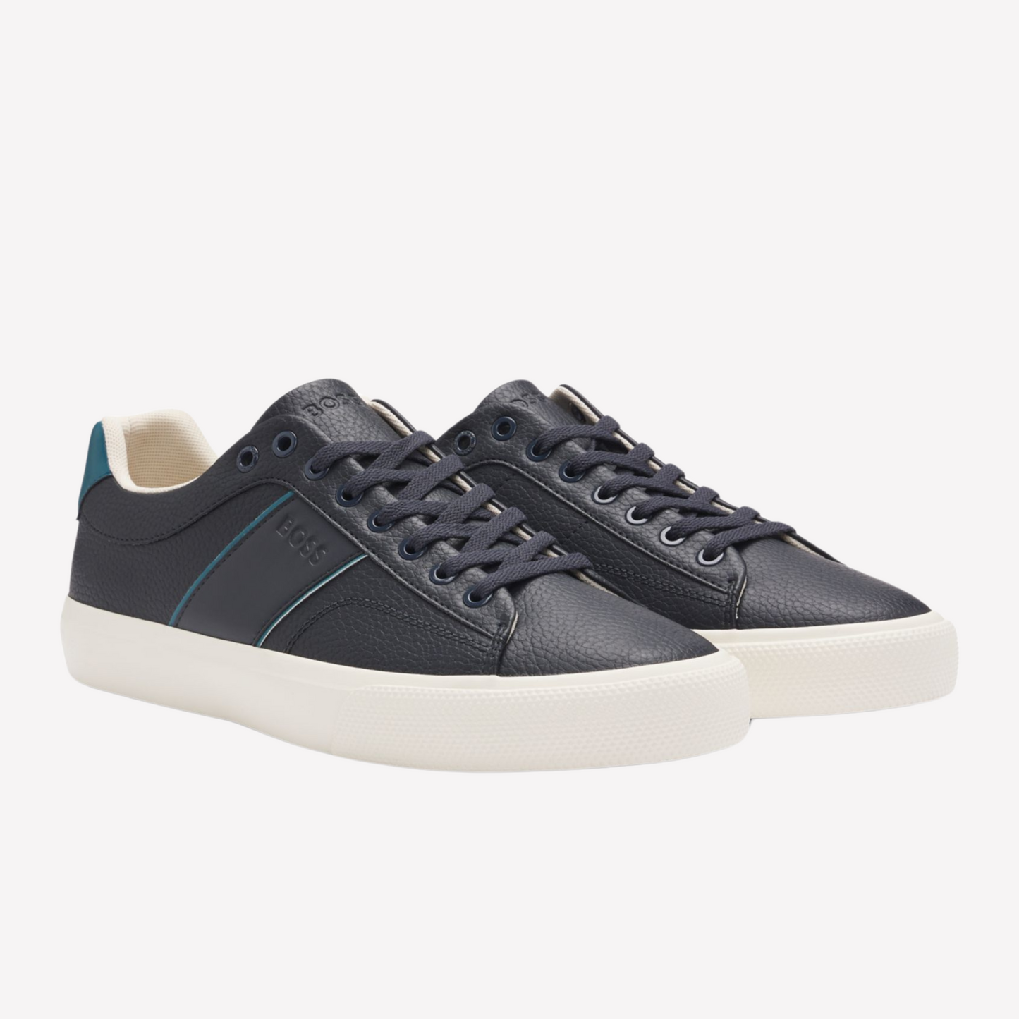 Hugo Boss Men Faux Leather Trainers - Light Blue