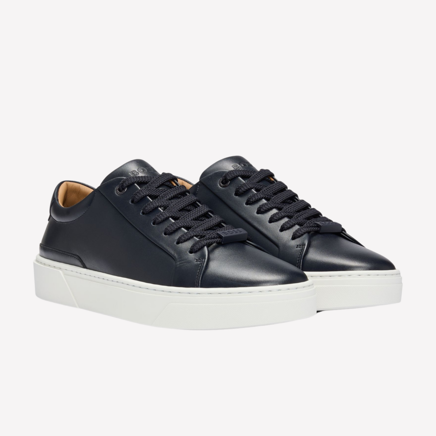 Hugo Boss Men Gary Leather Low-Top Trainers - Dark Blue