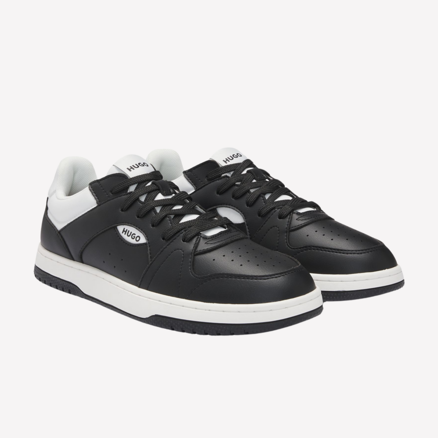 Hugo Boss Men Faux Leather Lace Up Trainers - Dark Grey