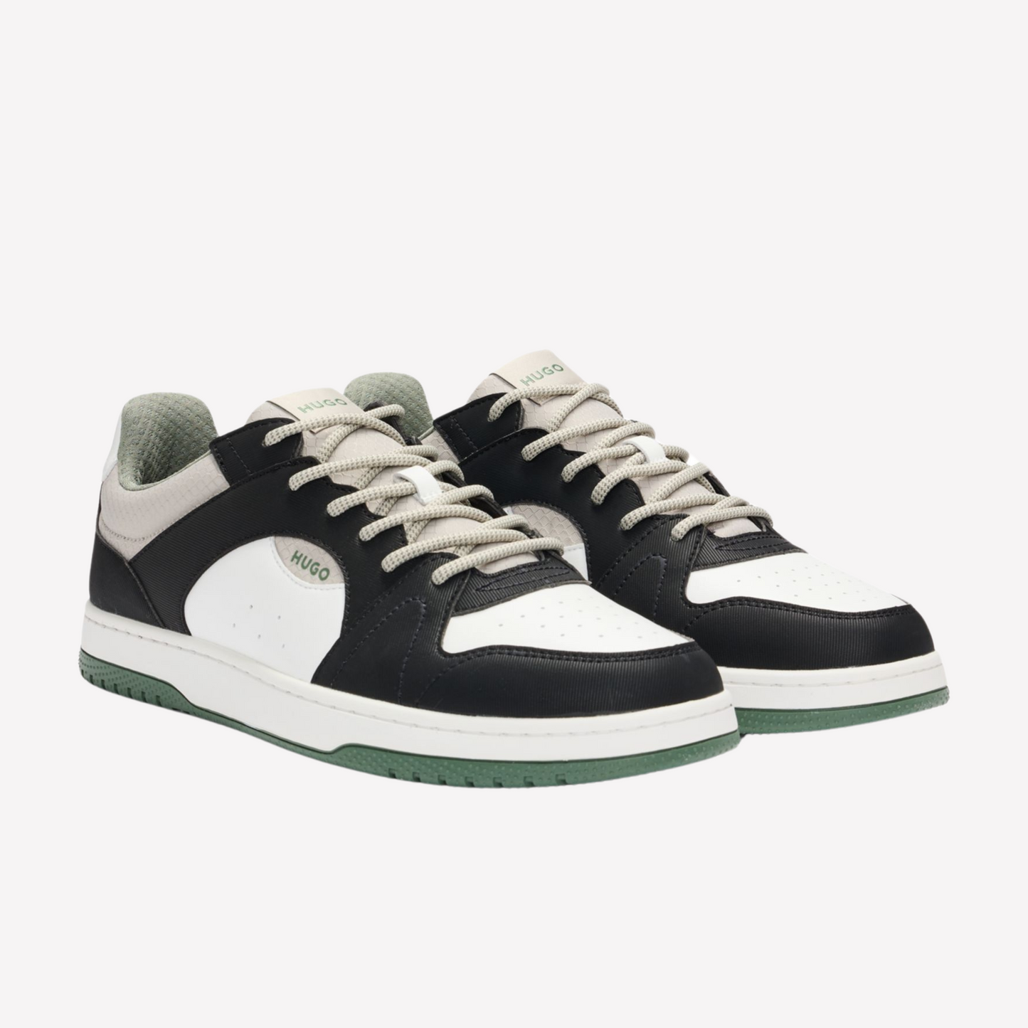 Hugo Boss Men Mixed Ripstop Suede Trainers - Light Green
