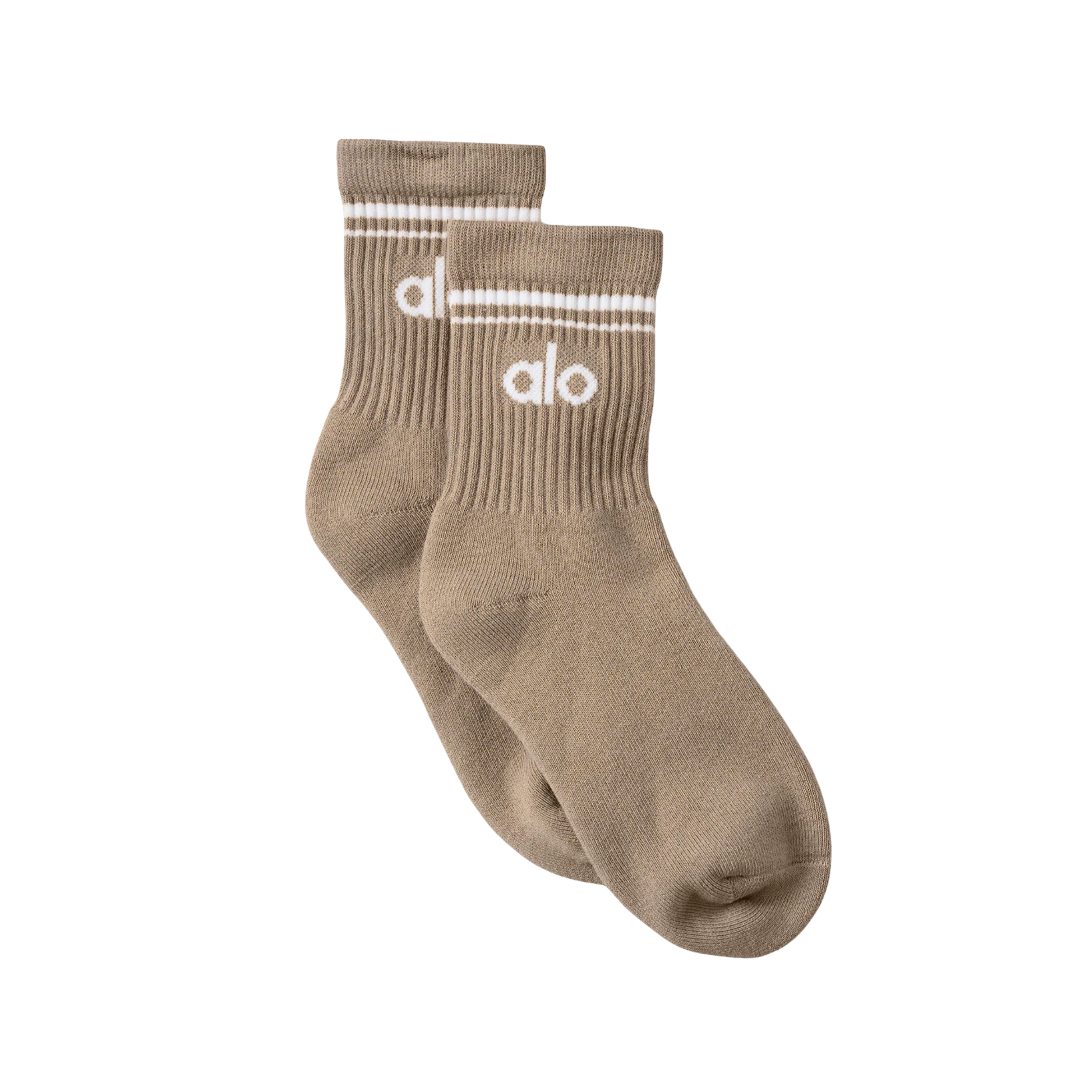 Alo Half-Crew Throwback Sock - Gravel White