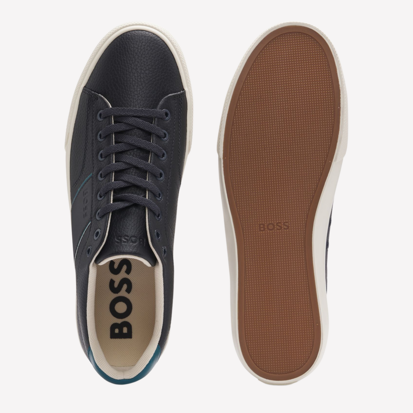 Hugo Boss Men Faux Leather Trainers - Light Blue