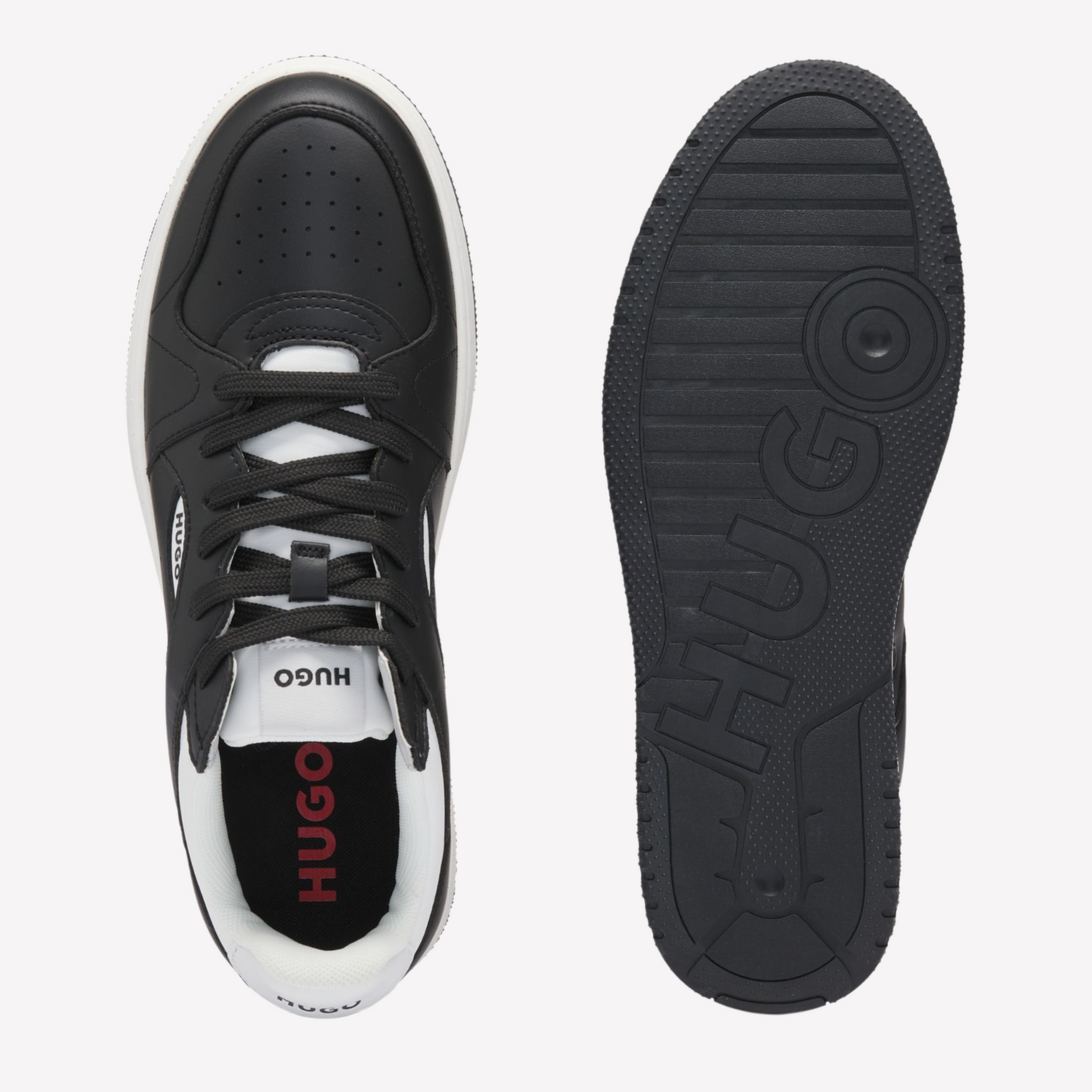 Hugo Boss Men Faux Leather Lace Up Trainers - Dark Grey