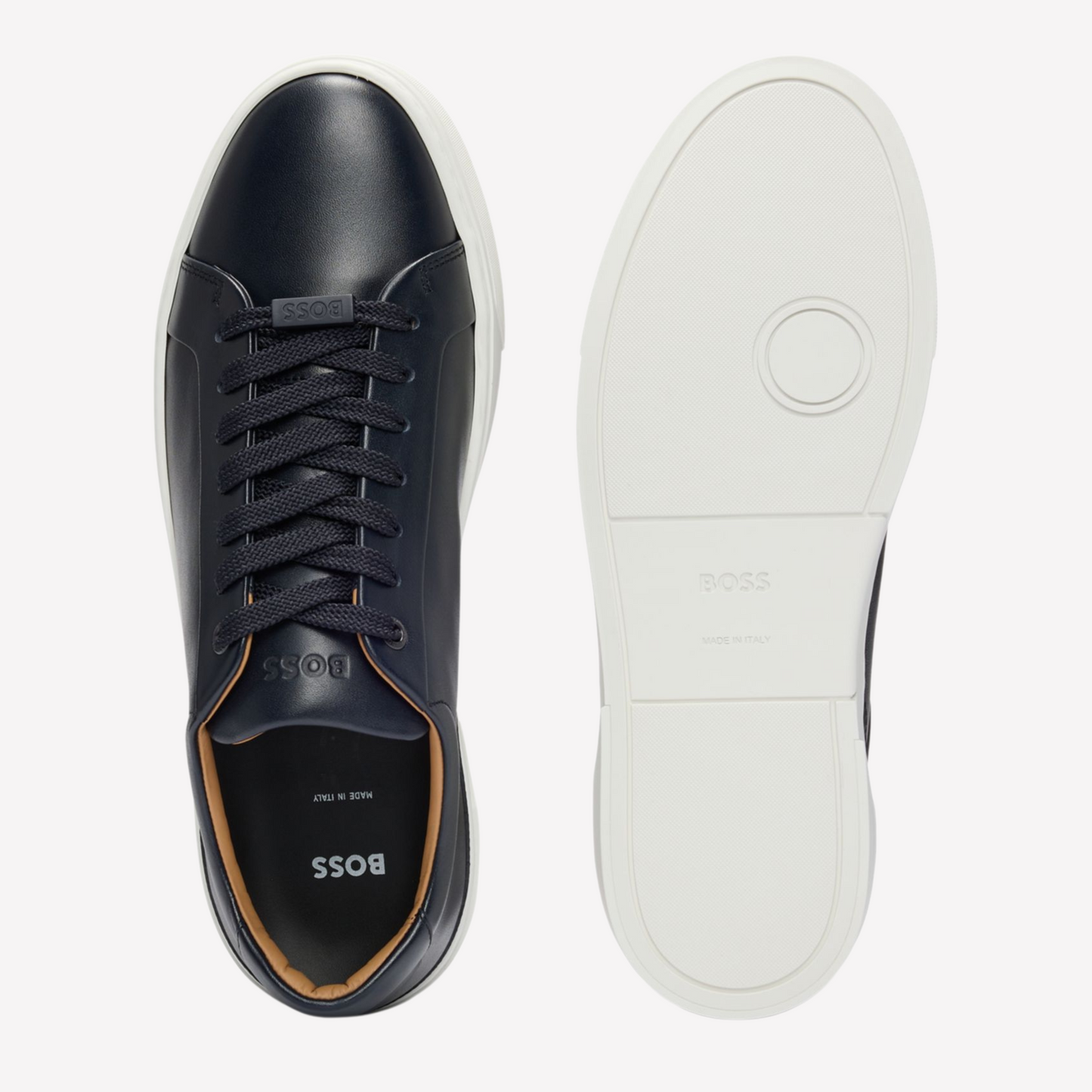 Hugo Boss Men Gary Leather Low-Top Trainers - Dark Blue