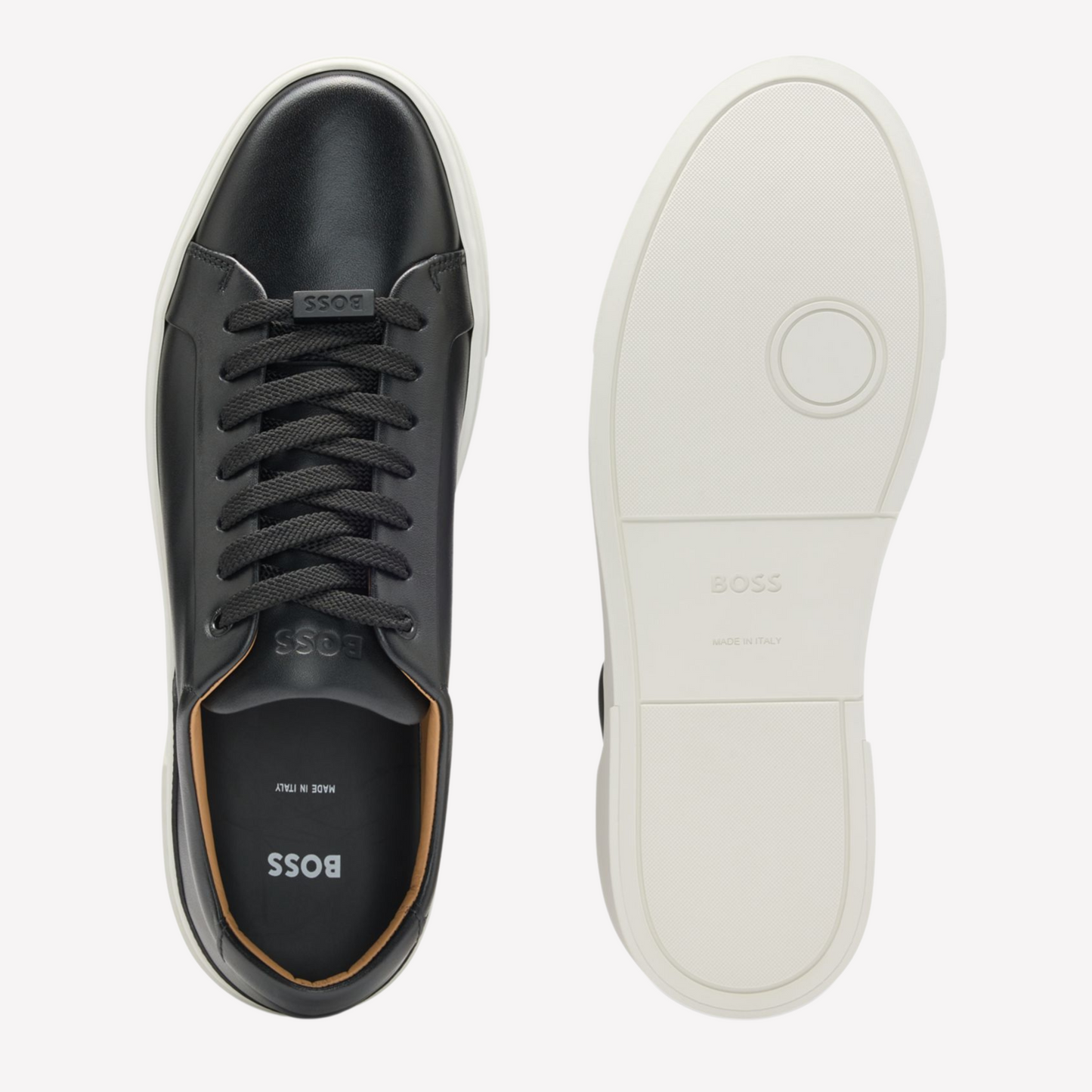 Hugo Boss Men Gary Leather Low-Top Trainers - Black