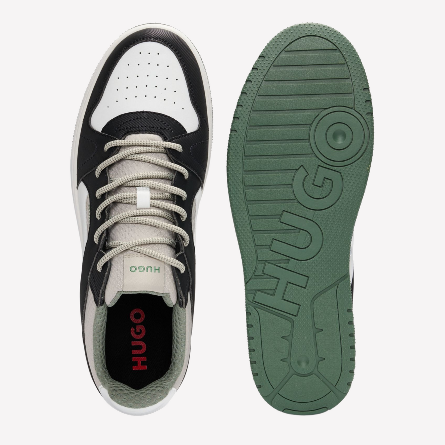 Hugo Boss Men Mixed Ripstop Suede Trainers - Light Green