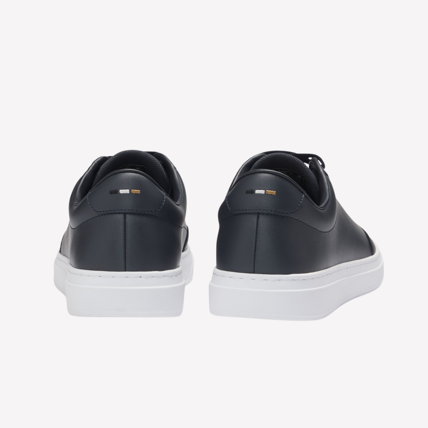 Hugo Boss Men Coated Leather Trainers - Dark Blue