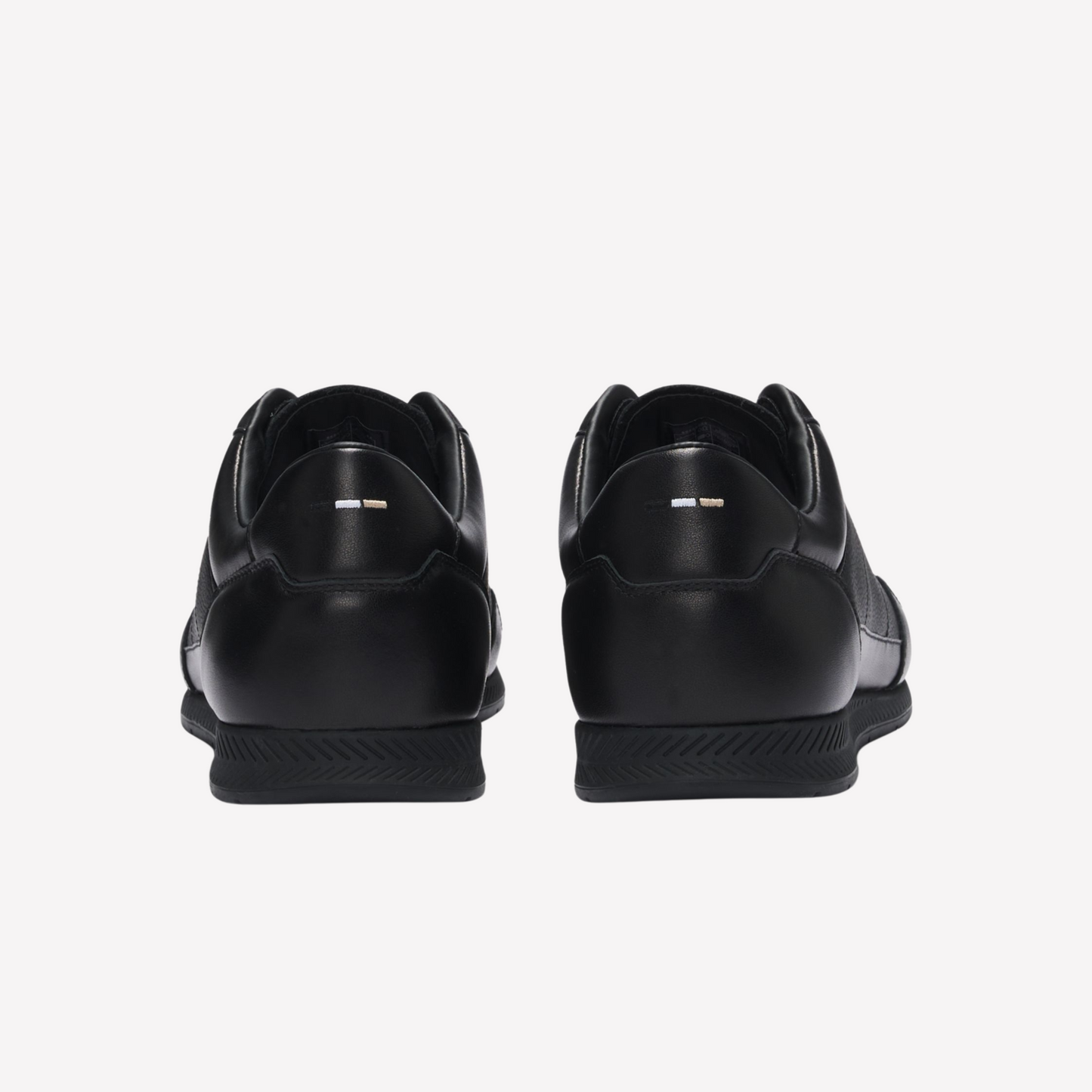 Hugo Boss Men Faux Leather Trainers Gold Tone - Black