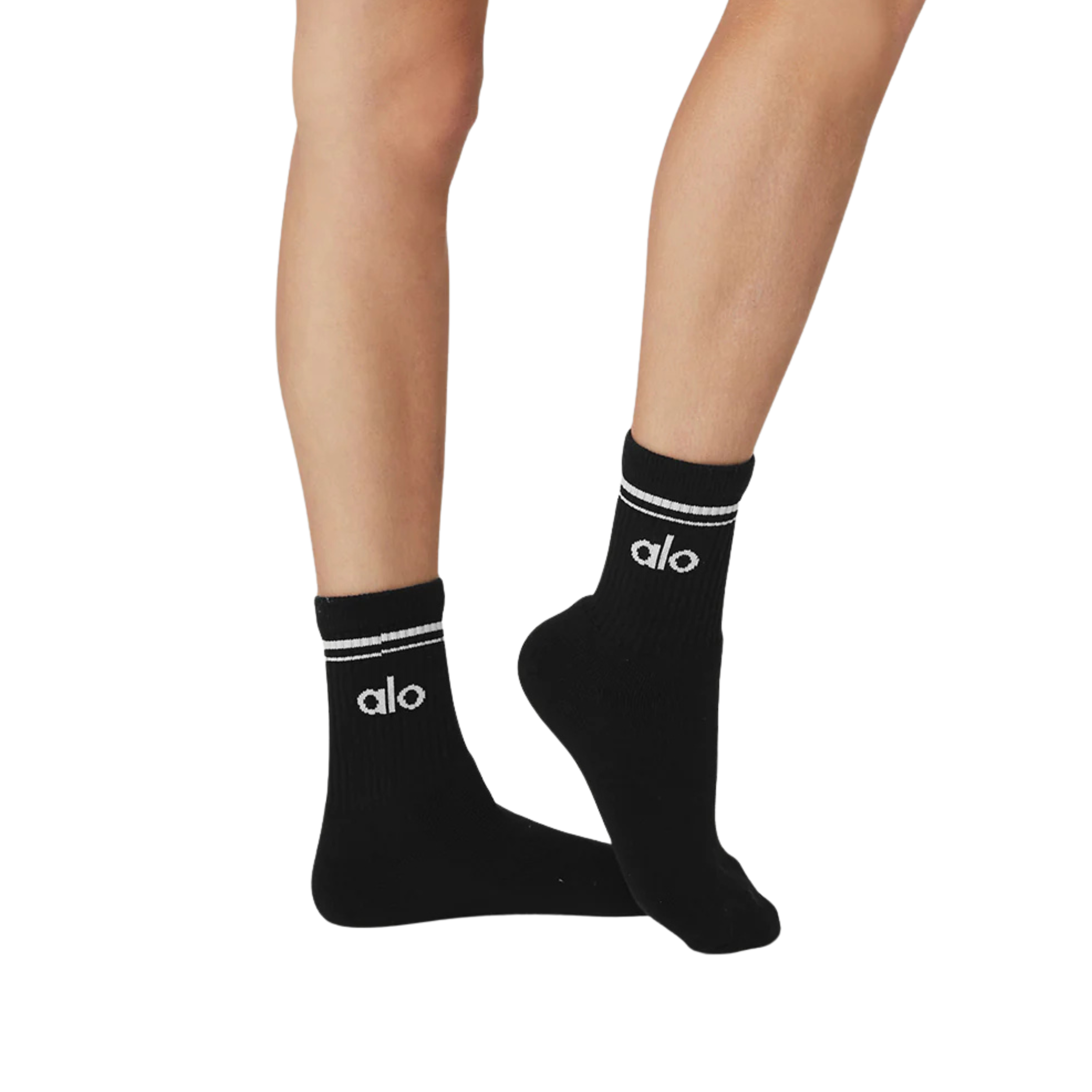 Alo Half-Crew Throwback Sock - Black White