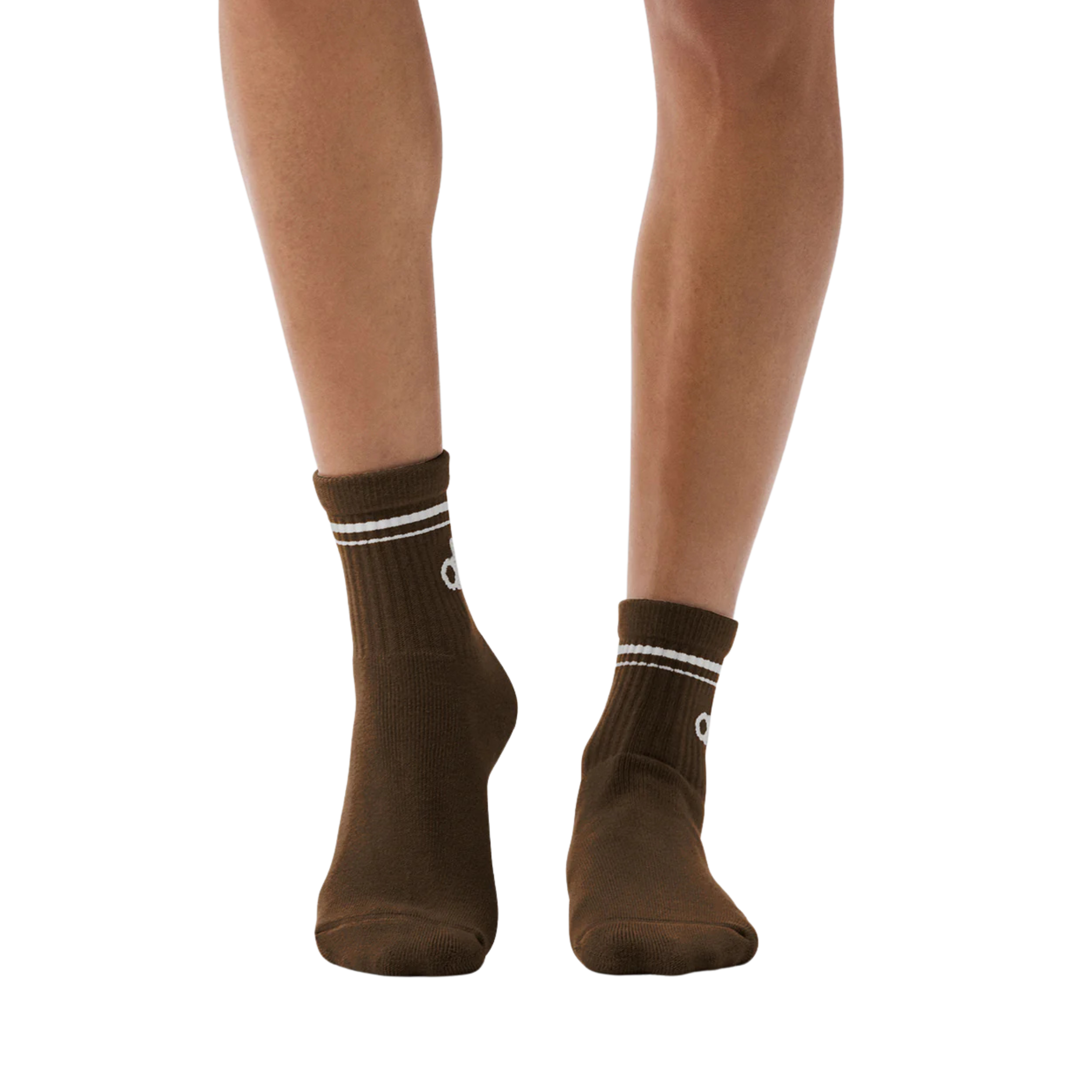 Alo Half-Crew Throwback Sock - Espresso White
