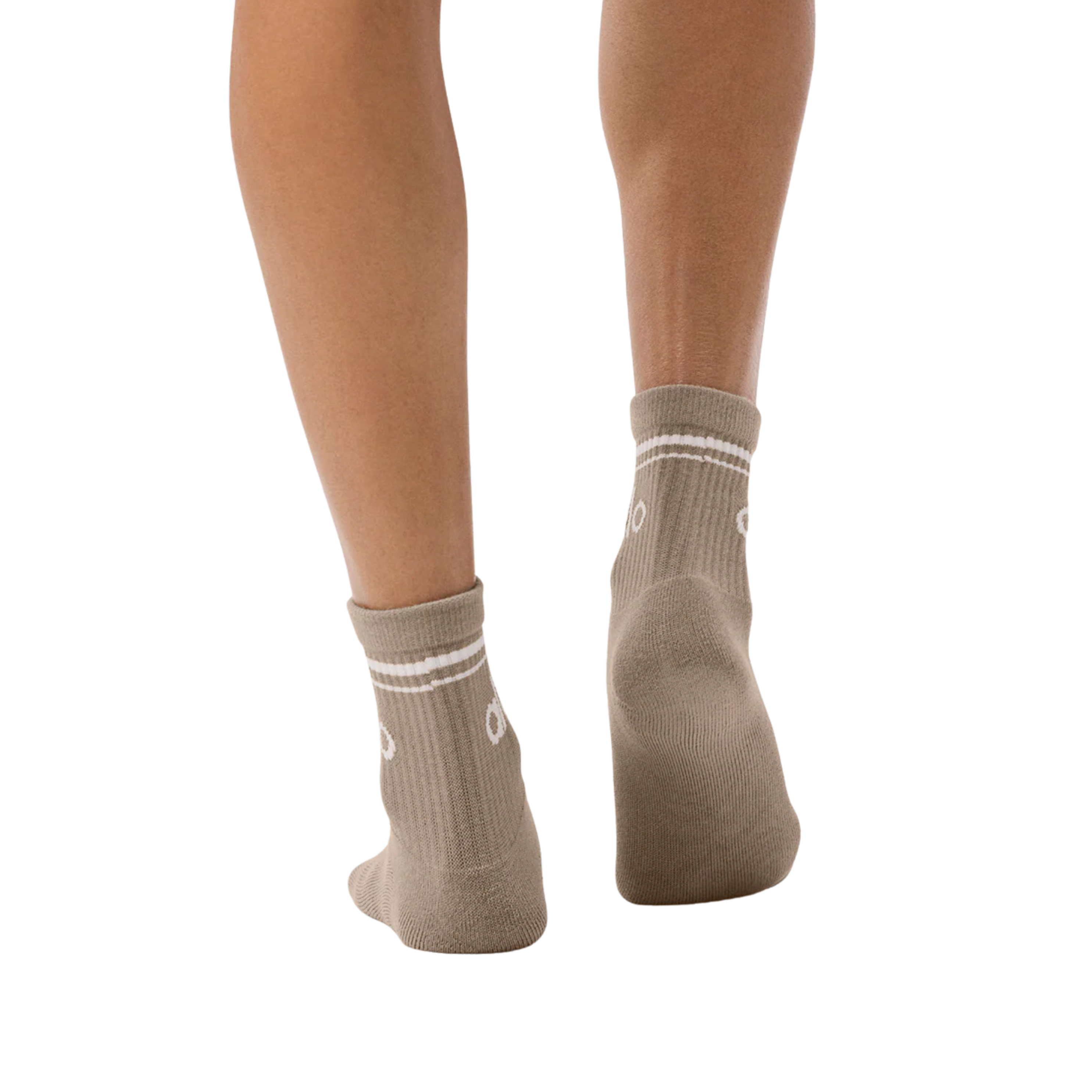 Alo Half-Crew Throwback Sock - Gravel White
