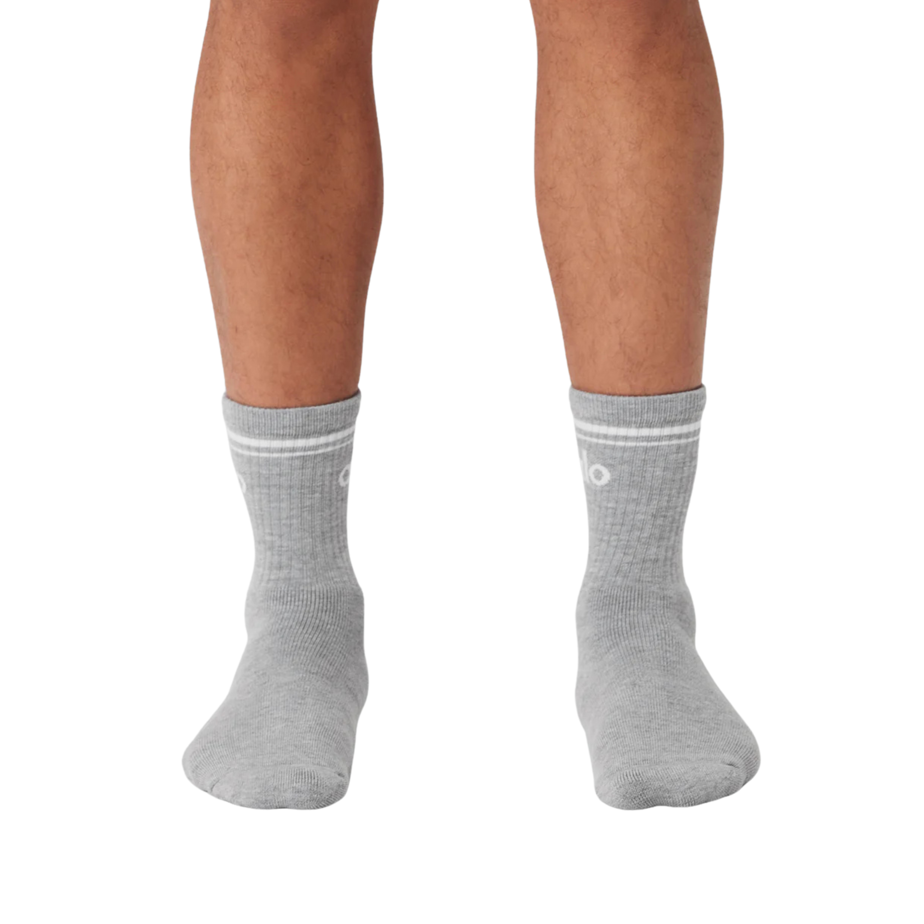 Alo Half-Crew Throwback Sock - Heather Grey White