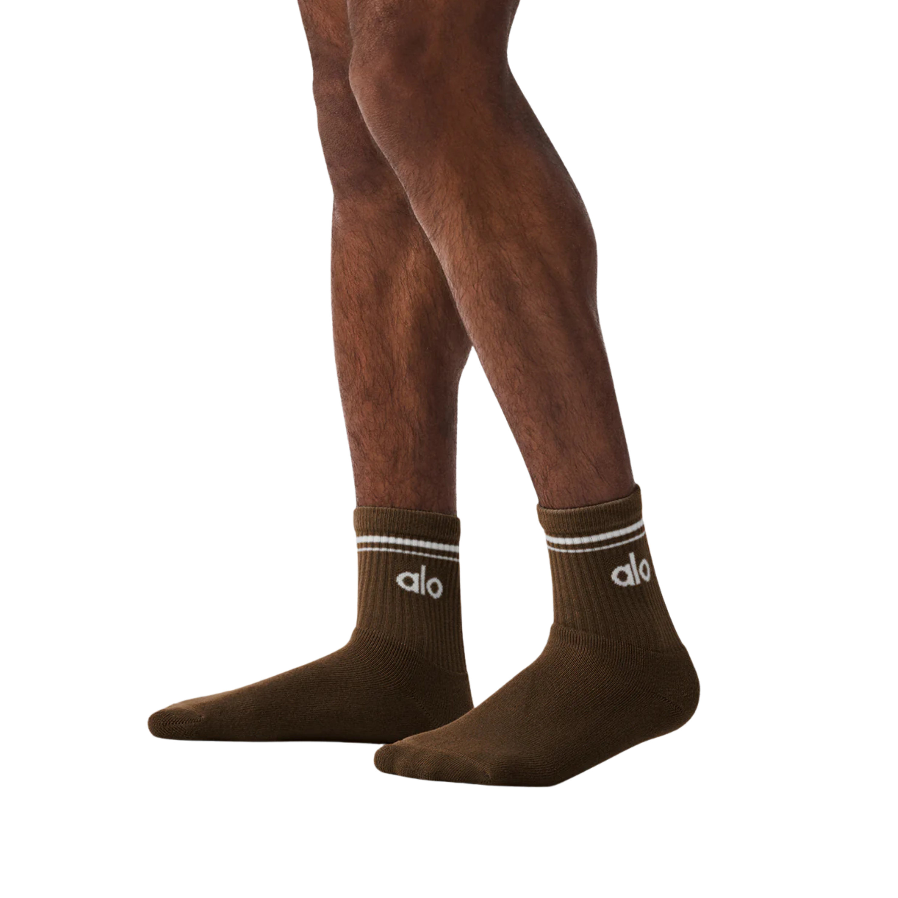 Alo Half-Crew Throwback Sock - Espresso White