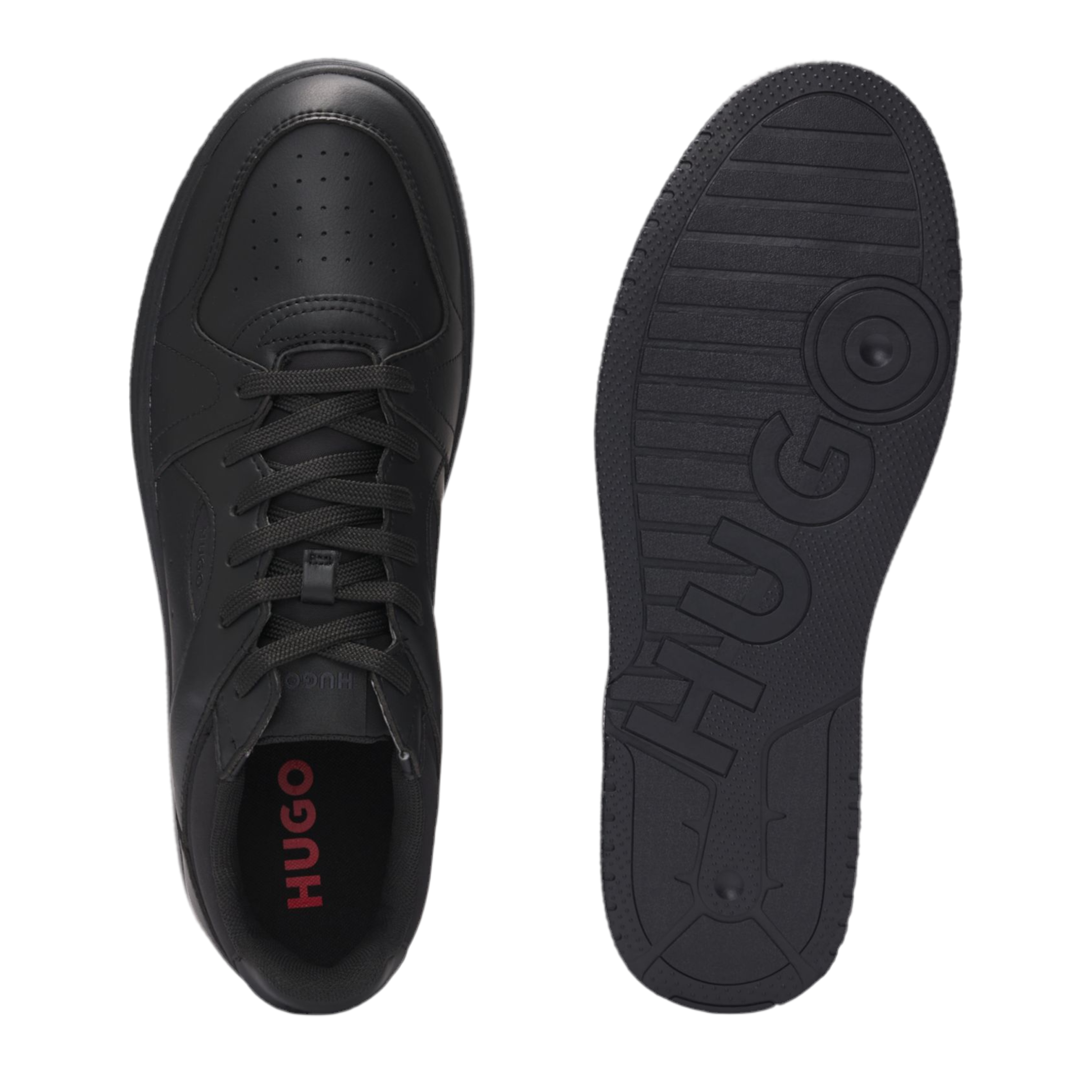 Hugo Boss Men Faux Leather Lace Up Trainers - Black