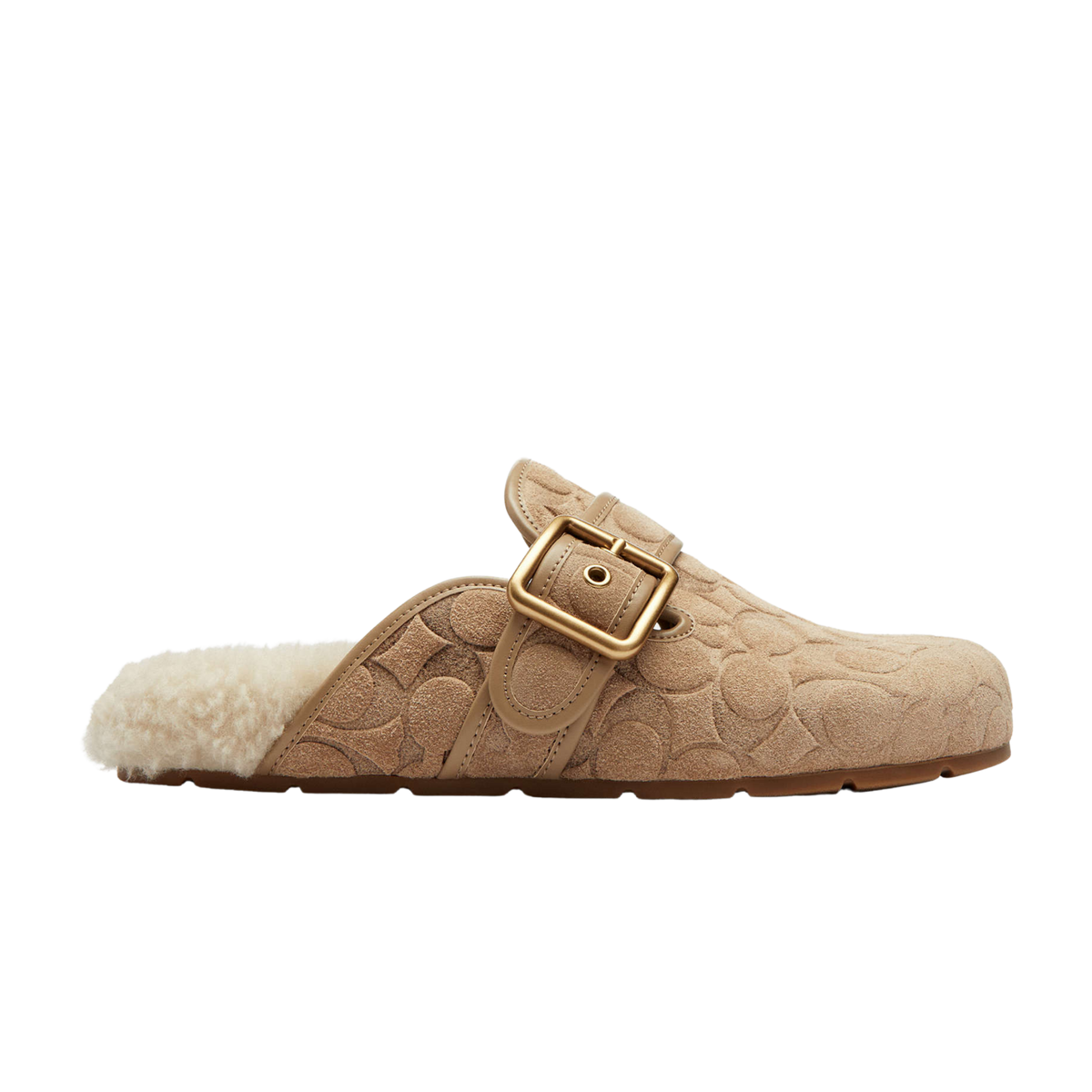 Coach Women's Archival Buckle Clog Shearling - Soft Beige